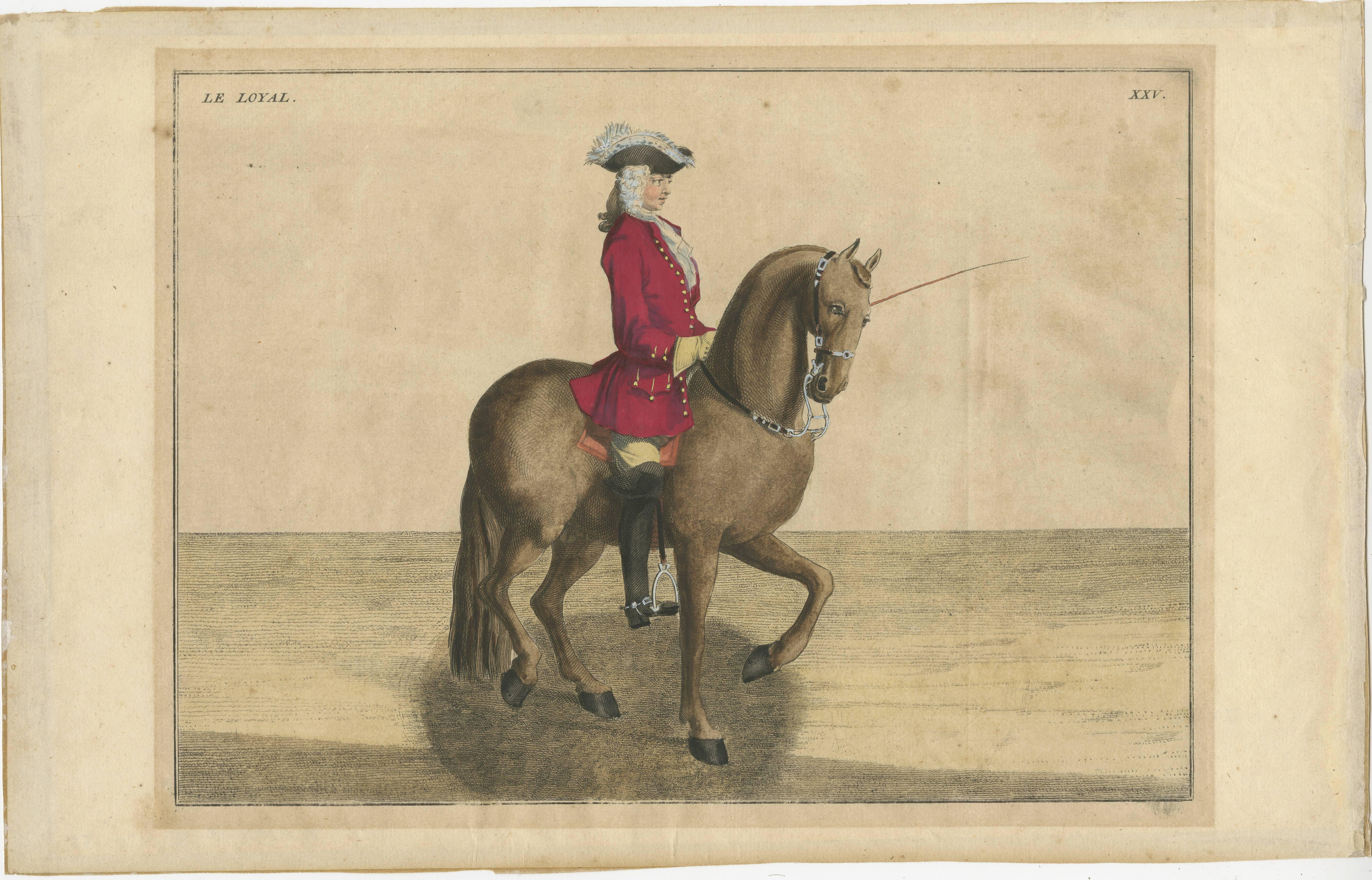 Set of Three Hand-Colored Equestrian Engravings, circa 1727