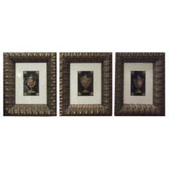 Set of Three Hand Colored Neoclassic Prints with Egyptian Revival Frames