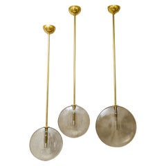 Set of three hand-crafted Murano amber hanging fixtures