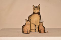Set of Three Hand Painted Canvas Carnival Cats, 20th Century