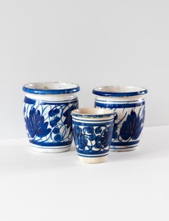 Set of Three Hand-painted Italian Ceramic Pots late 1800s