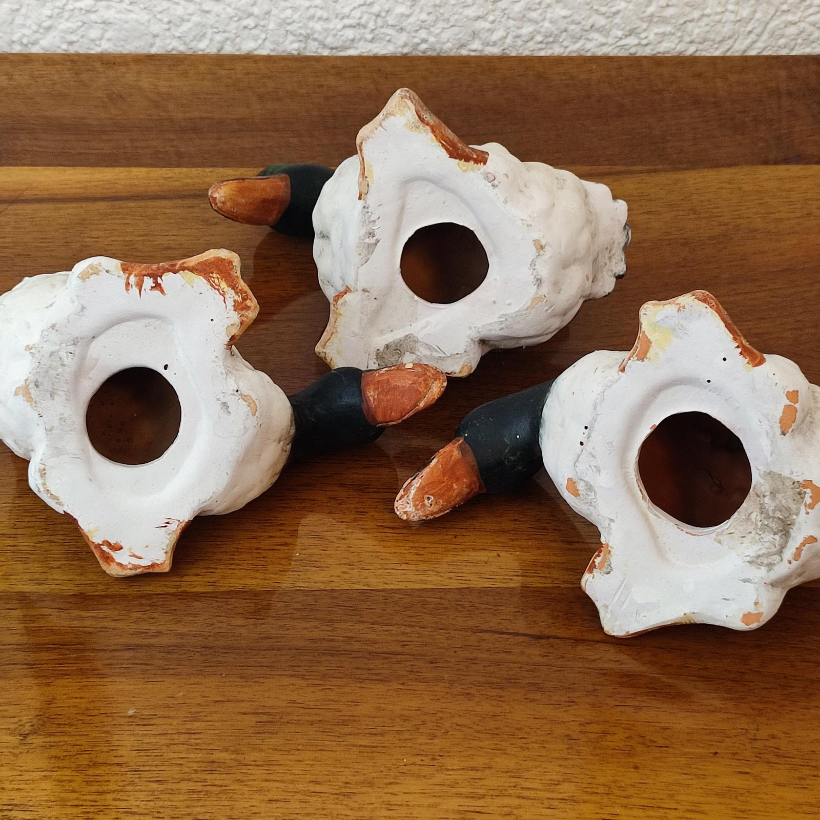 Ensemble de trois canards en céramique peints à la main, décoration de jardin, appelant de canard, 1970 en vente 3