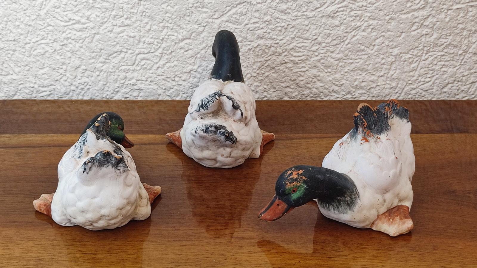 Ensemble de trois canards en céramique peints à la main, décoration de jardin, appelant de canard, 1970 Bon état - En vente à Bochum, NRW