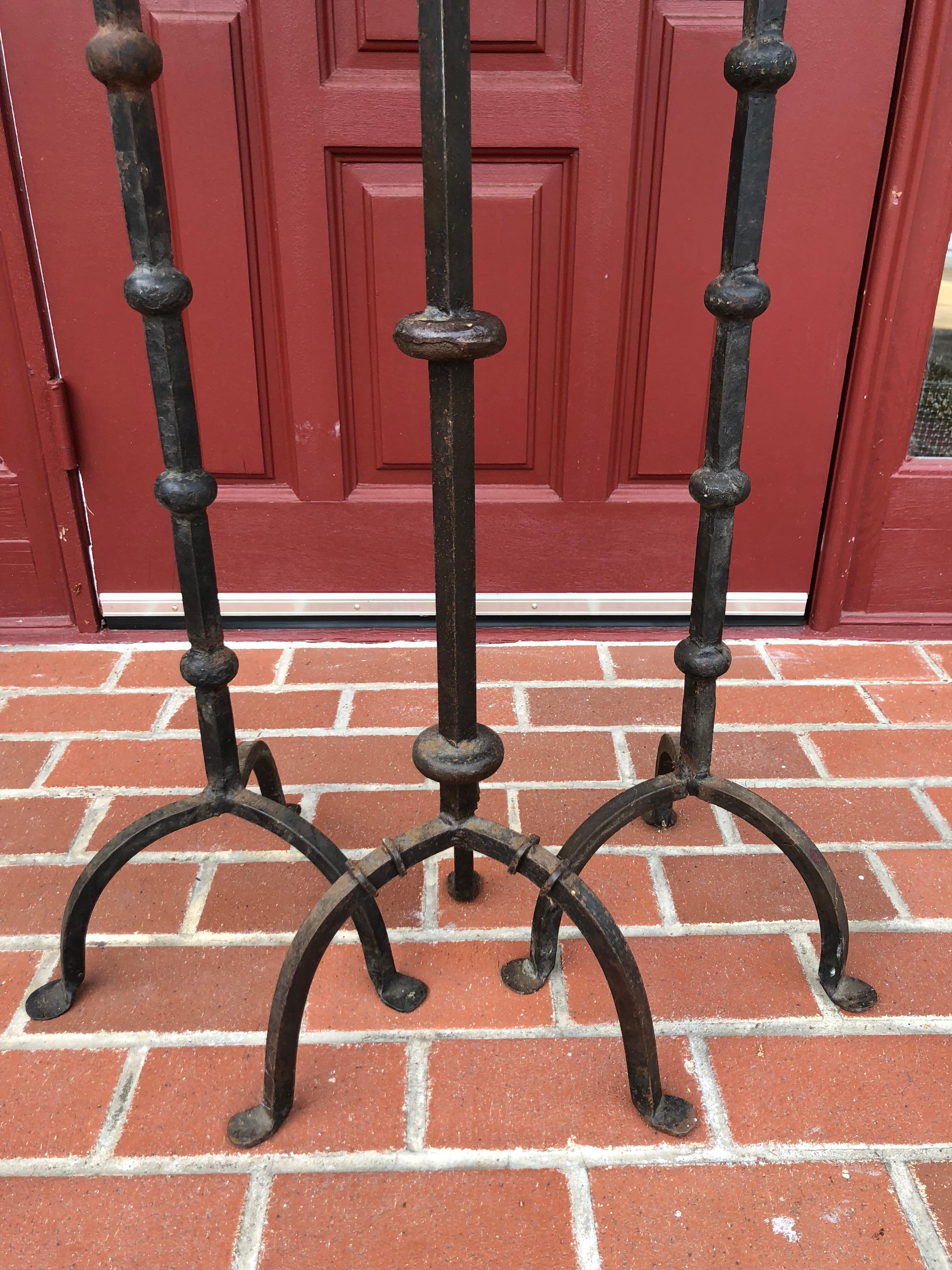 Set of Three Hand-Wrought Iron Altar Floor Candle Stands 2