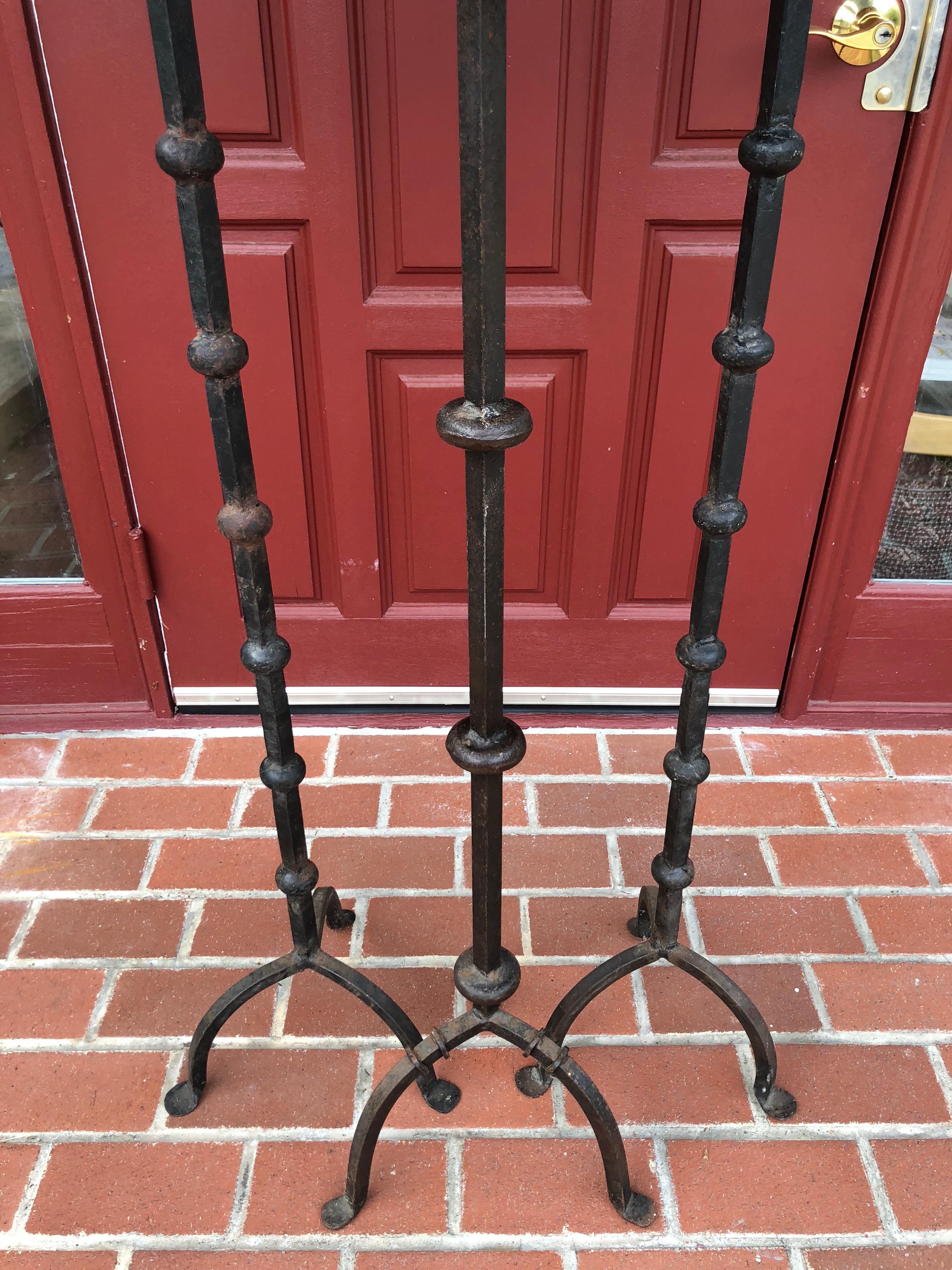 Set of Three Hand-Wrought Iron Altar Floor Candle Stands 3