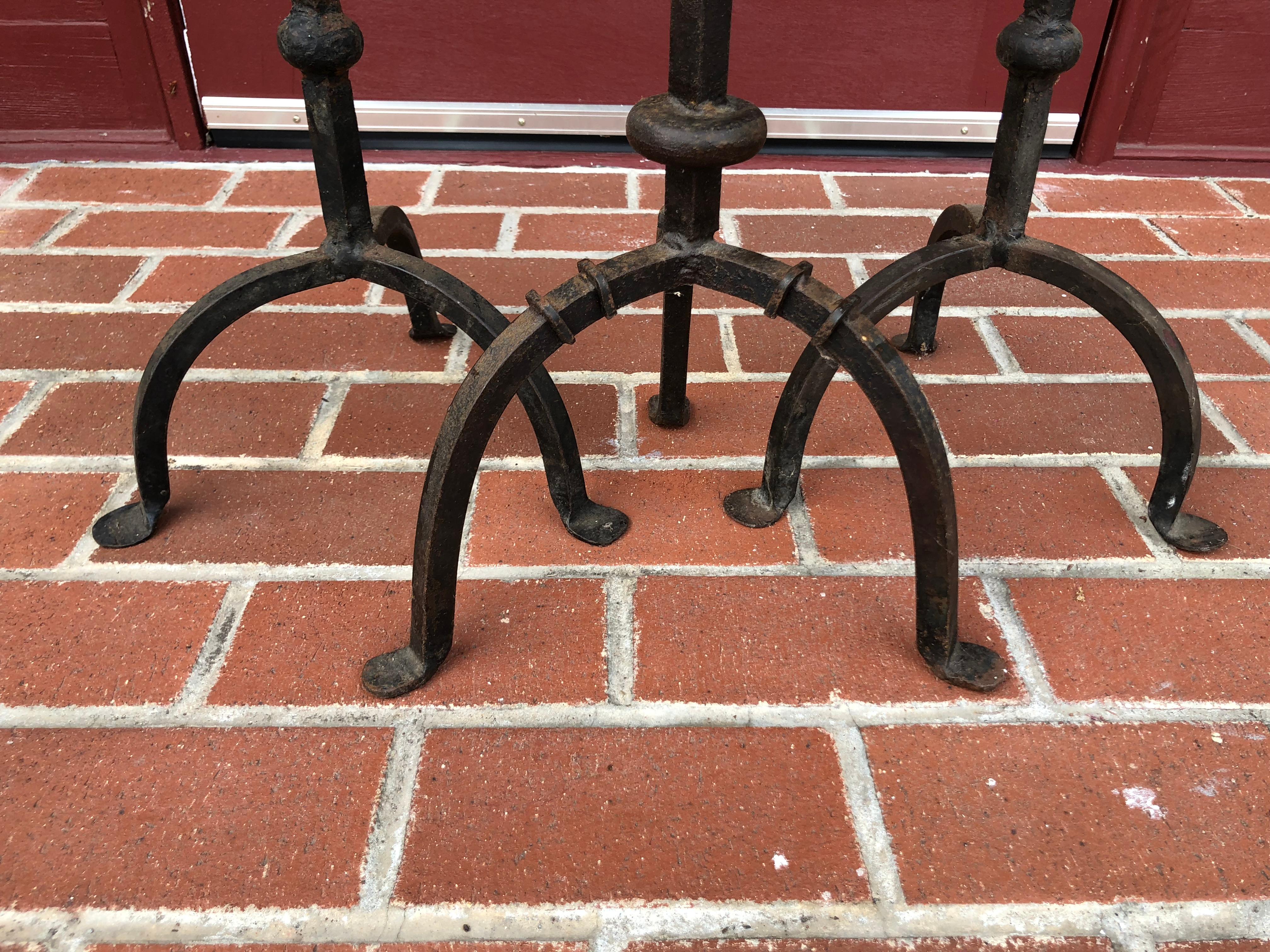 Set of Three Hand-Wrought Iron Altar Floor Candle Stands 6