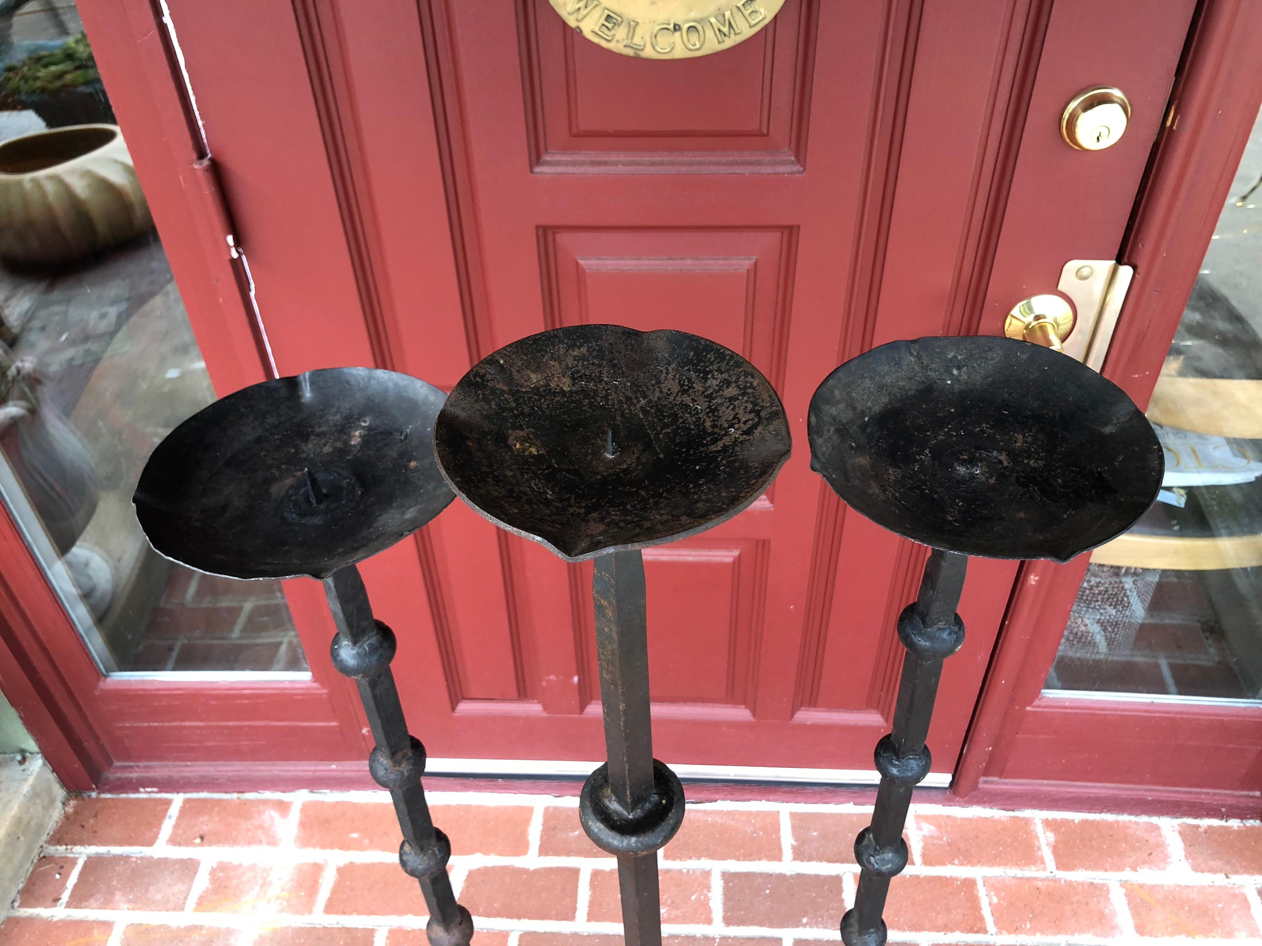 wrought iron floor candle holders