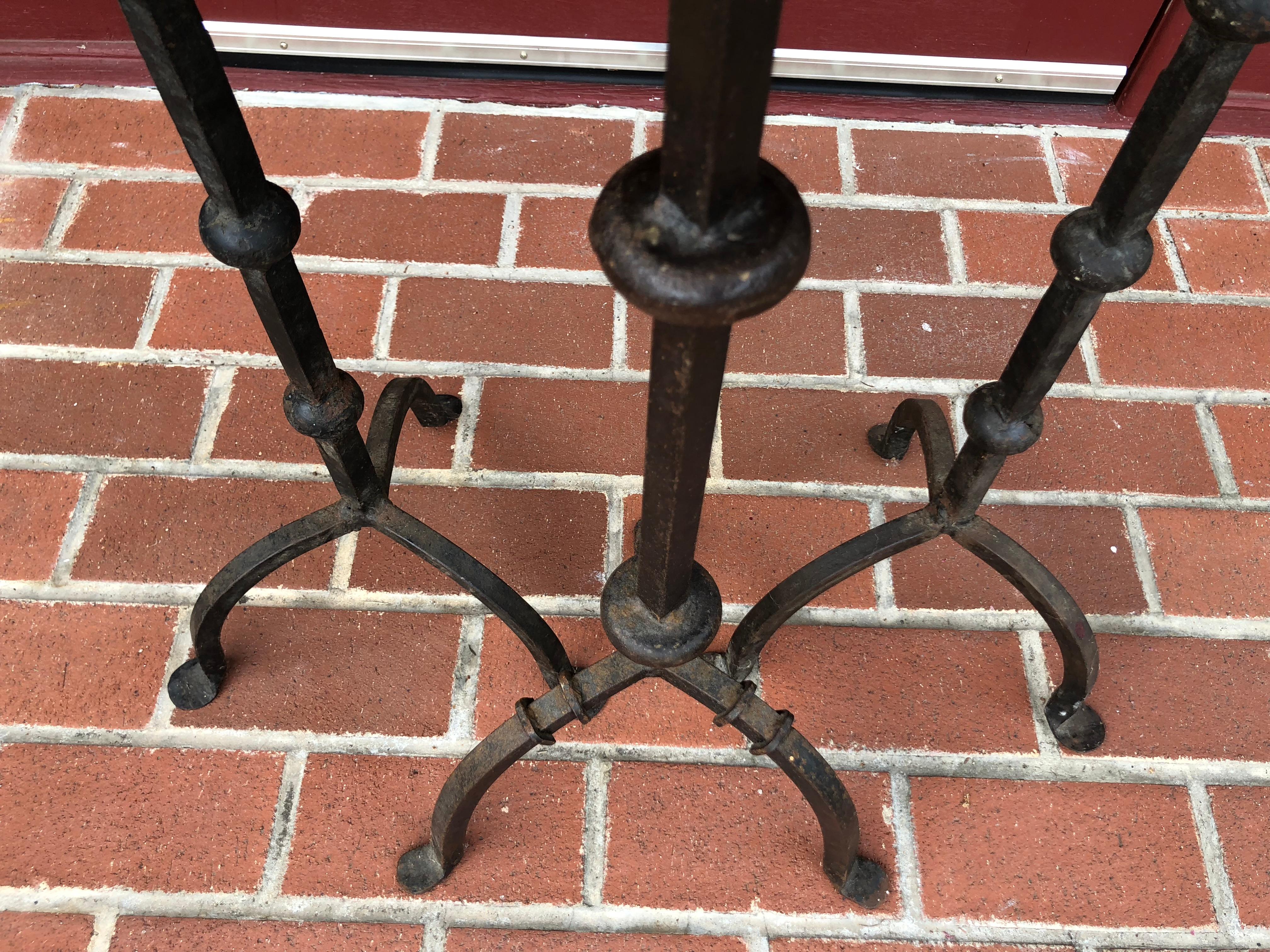 American Set of Three Hand-Wrought Iron Altar Floor Candle Stands