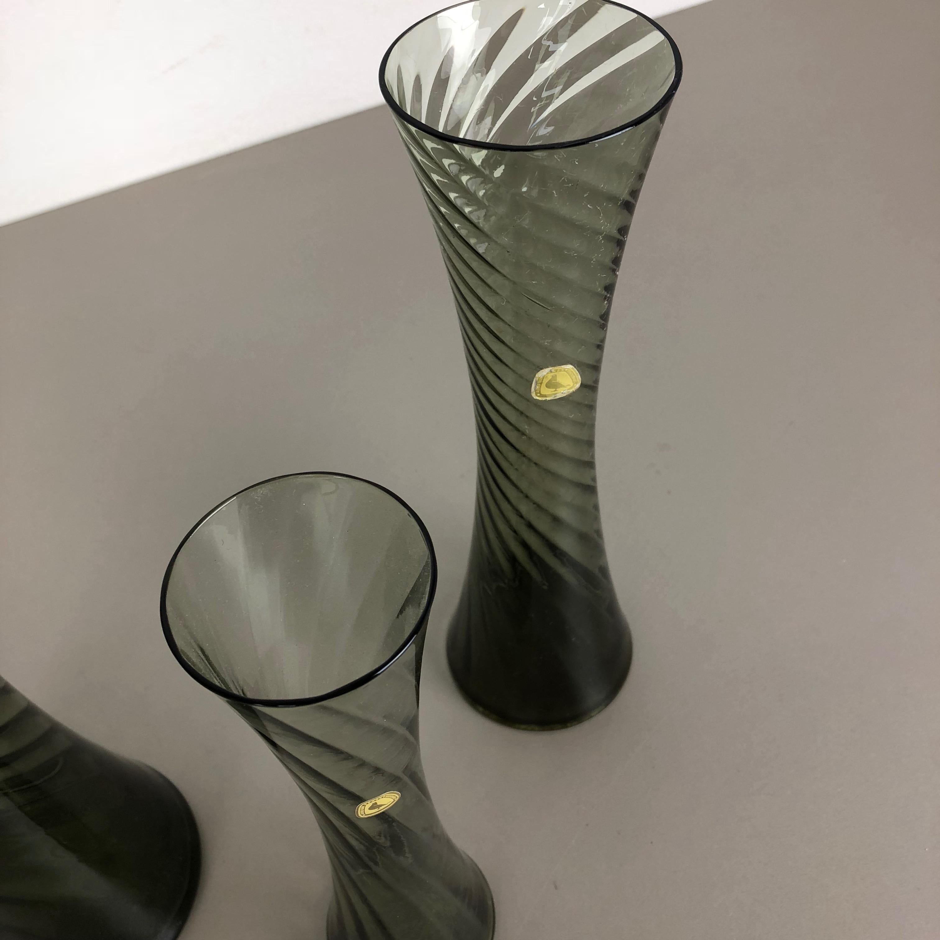 Set of Three Hand Blown Crystal Glass Vases Made by Alfred Taube, Germany, 1960s 5