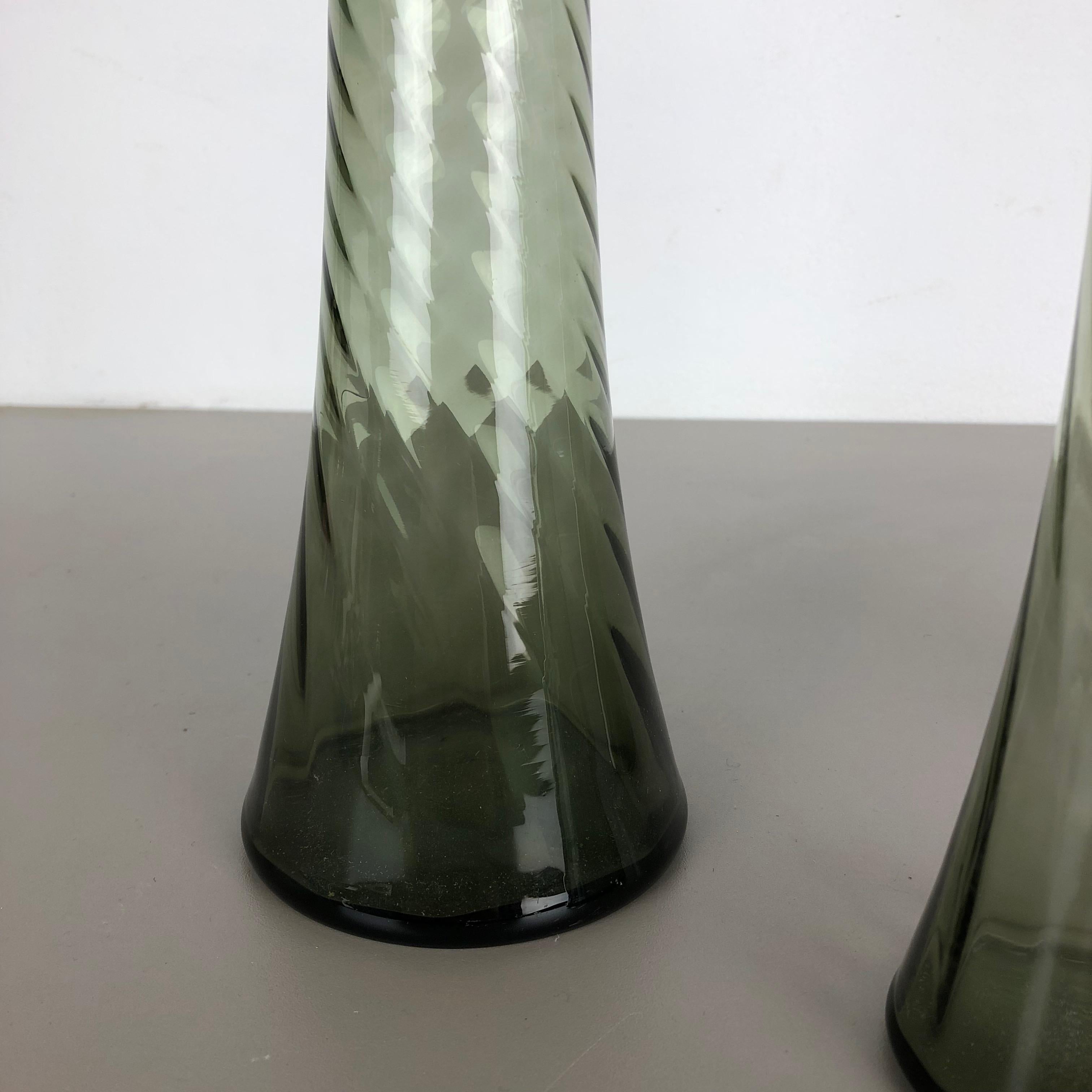 Set of Three Hand Blown Crystal Glass Vases Made by Alfred Taube, Germany, 1960s 9