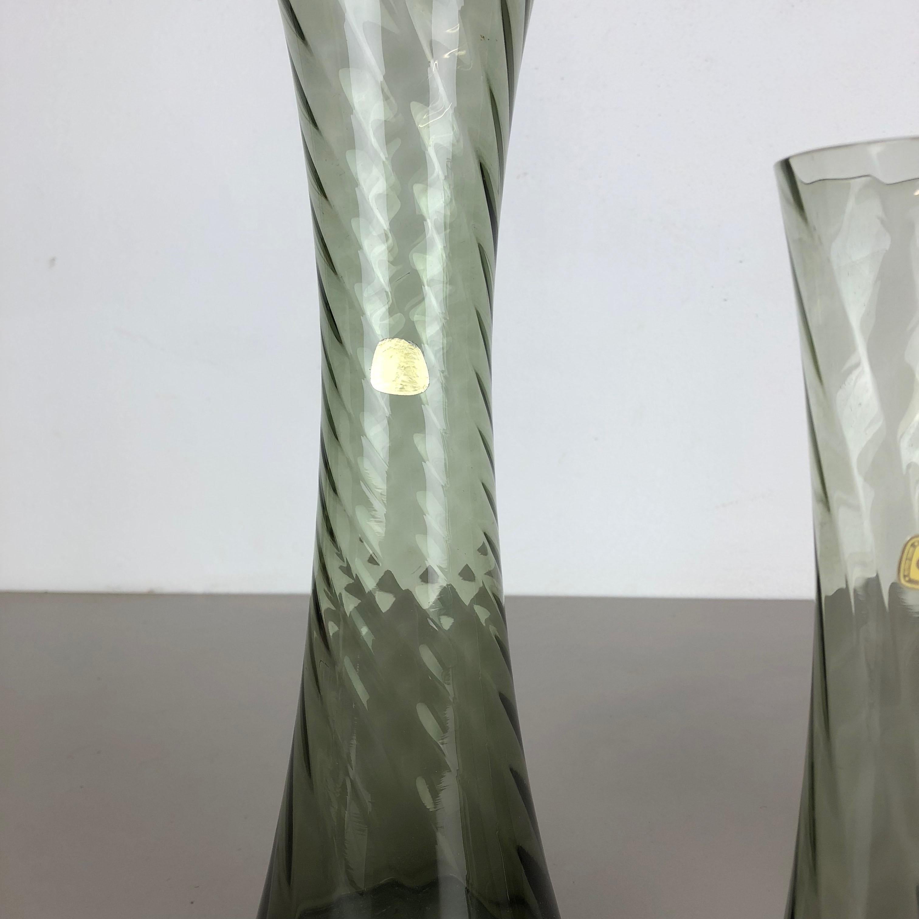 Set of Three Hand Blown Crystal Glass Vases Made by Alfred Taube, Germany, 1960s 10