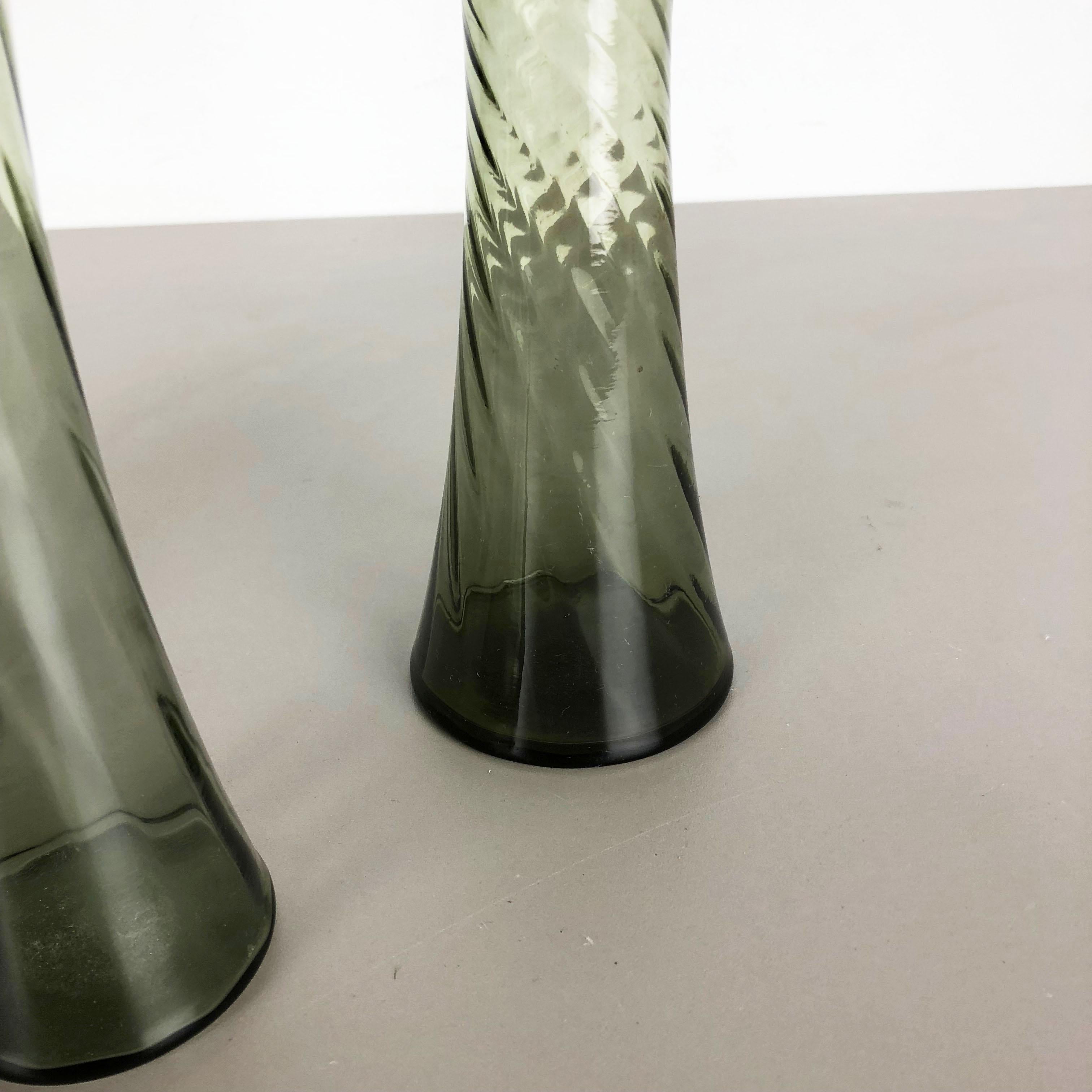 Set of Three Hand Blown Crystal Glass Vases Made by Alfred Taube, Germany, 1960s 1