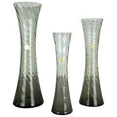 Set of Three Hand Blown Crystal Glass Vases Made by Alfred Taube, Germany, 1960s