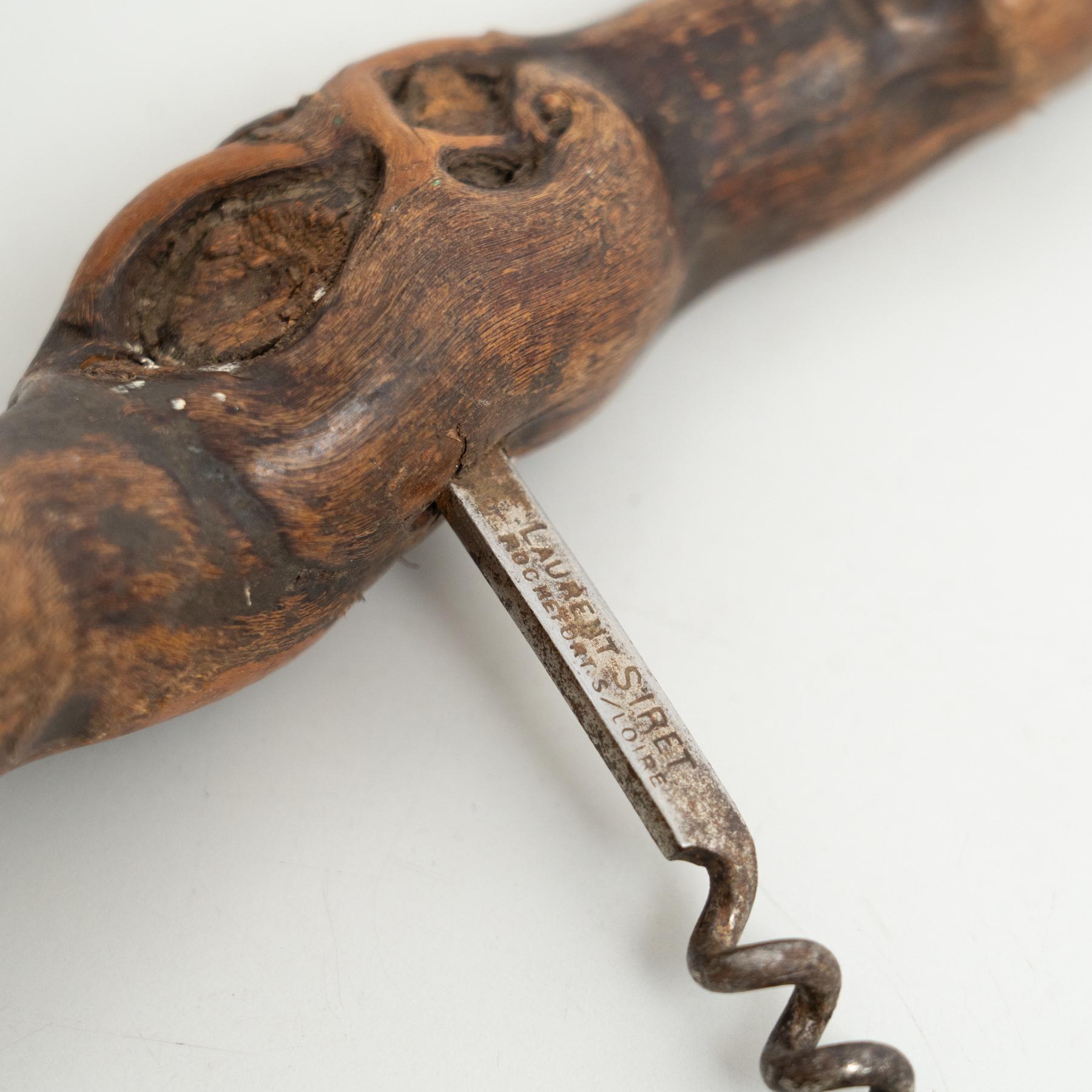 Set of Three Handcrafted 1930s French Vine Wood Corkscrews by Laurent Siret For Sale 7