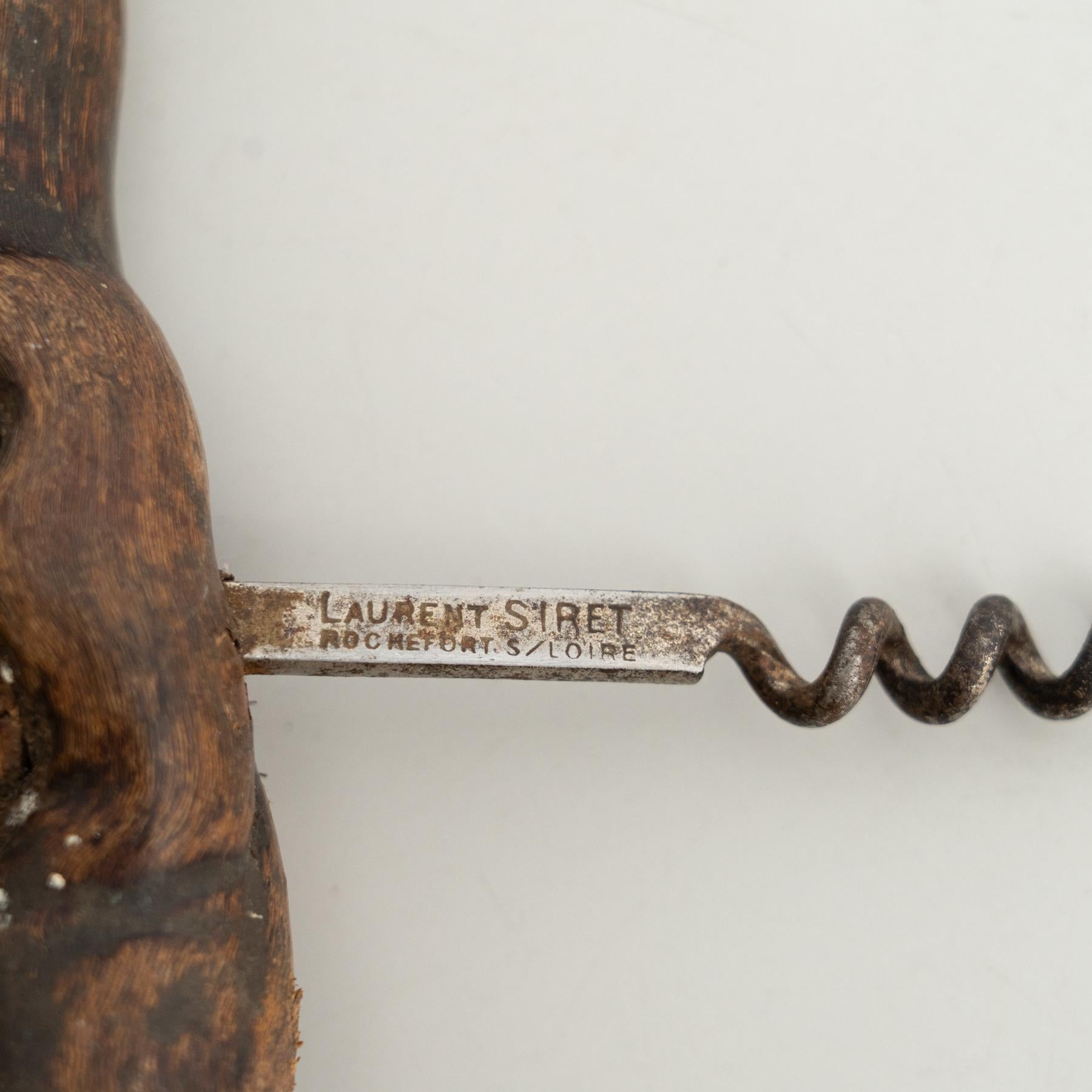 Set of Three Handcrafted 1930s French Vine Wood Corkscrews by Laurent Siret For Sale 8