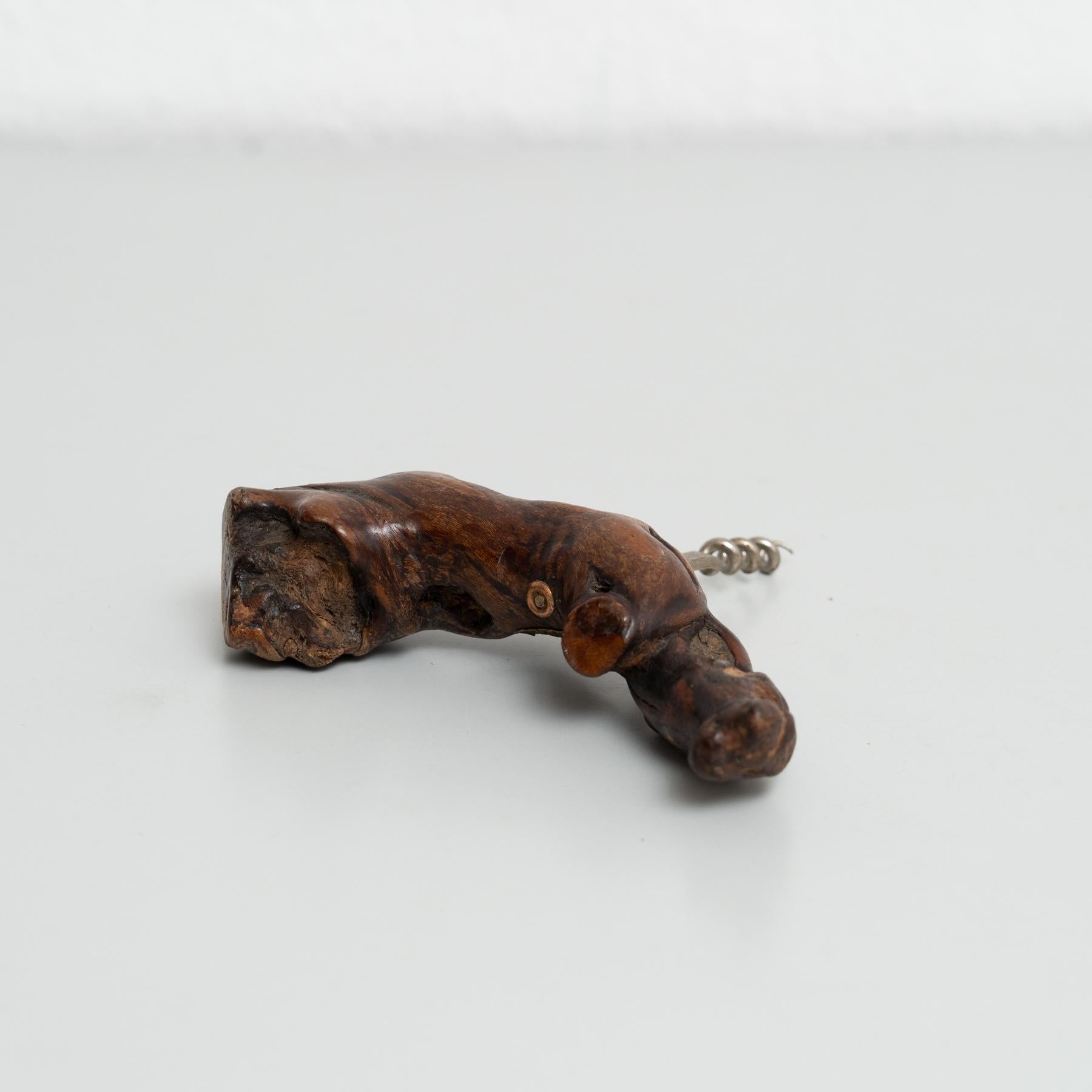 Set of Three Handcrafted 1930s French Vine Wood Corkscrews by Laurent Siret For Sale 13
