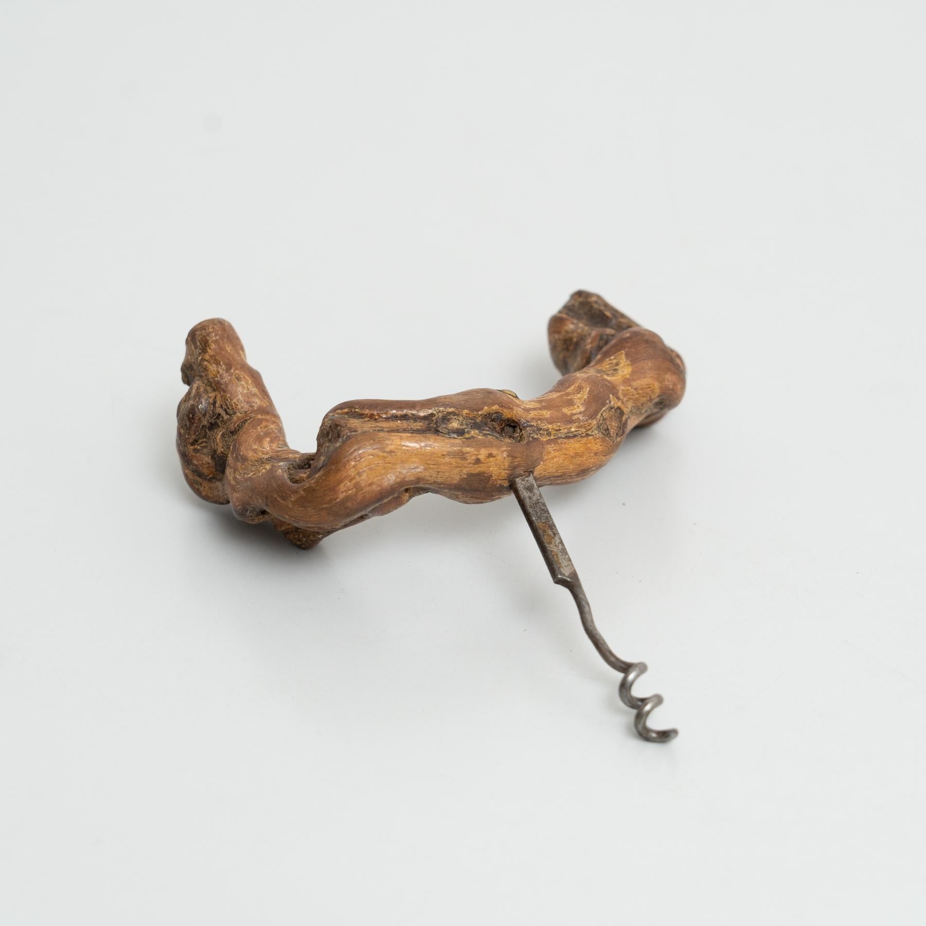 Set of Three Handcrafted 1930s French Vine Wood Corkscrews by Laurent Siret In Good Condition For Sale In Barcelona, ES
