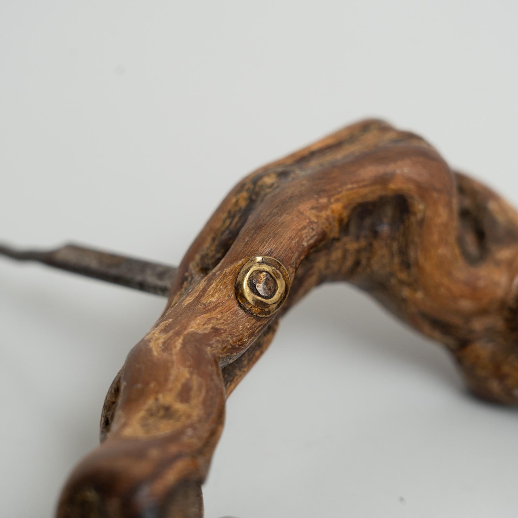 Set of Three Handcrafted 1930s French Vine Wood Corkscrews by Laurent Siret For Sale 1