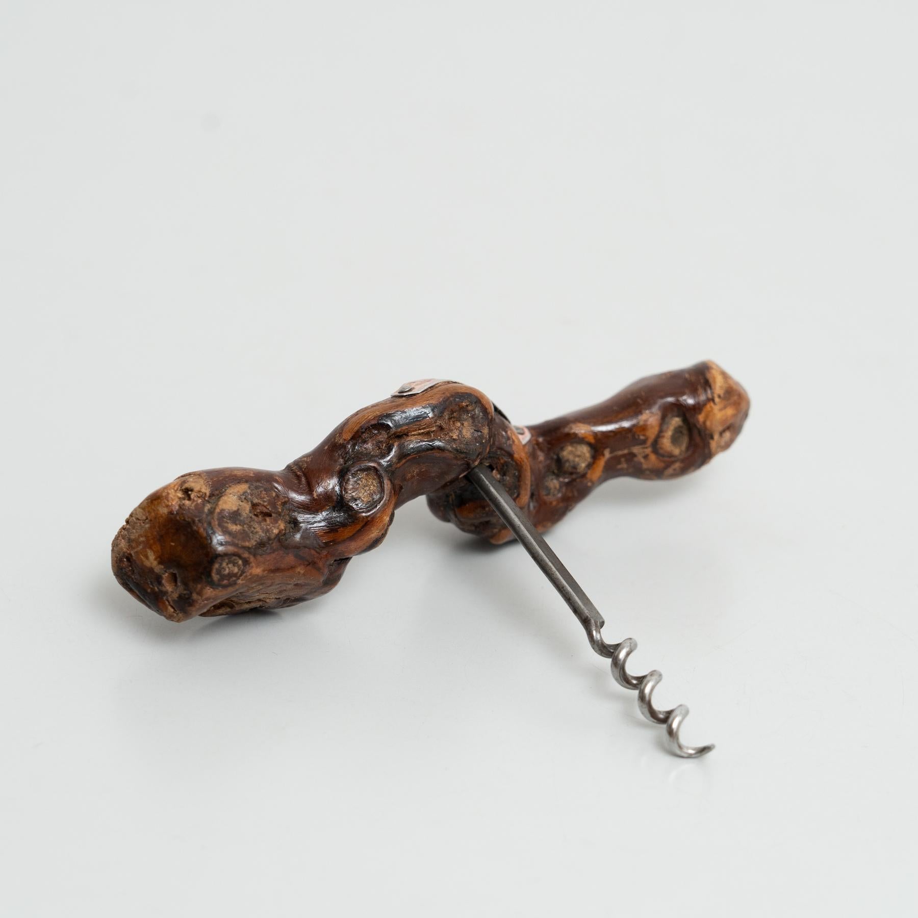 Set of Three Handcrafted 1930s French Vine Wood Corkscrews by Laurent Siret For Sale 3