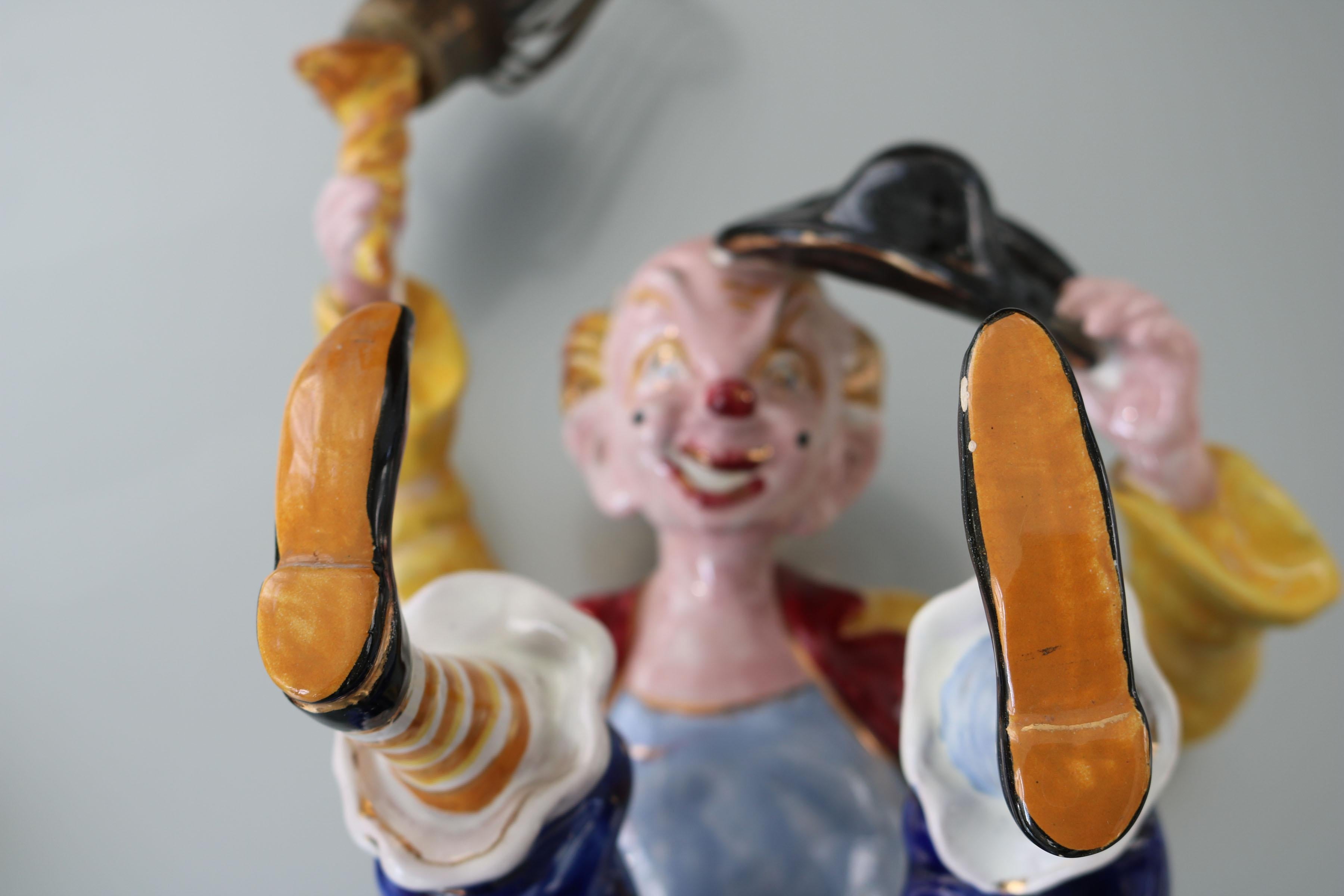 Set von drei handgefertigten „Clown“-Wandleuchtern aus Keramik aus Italien, 1950er Jahre im Angebot 6