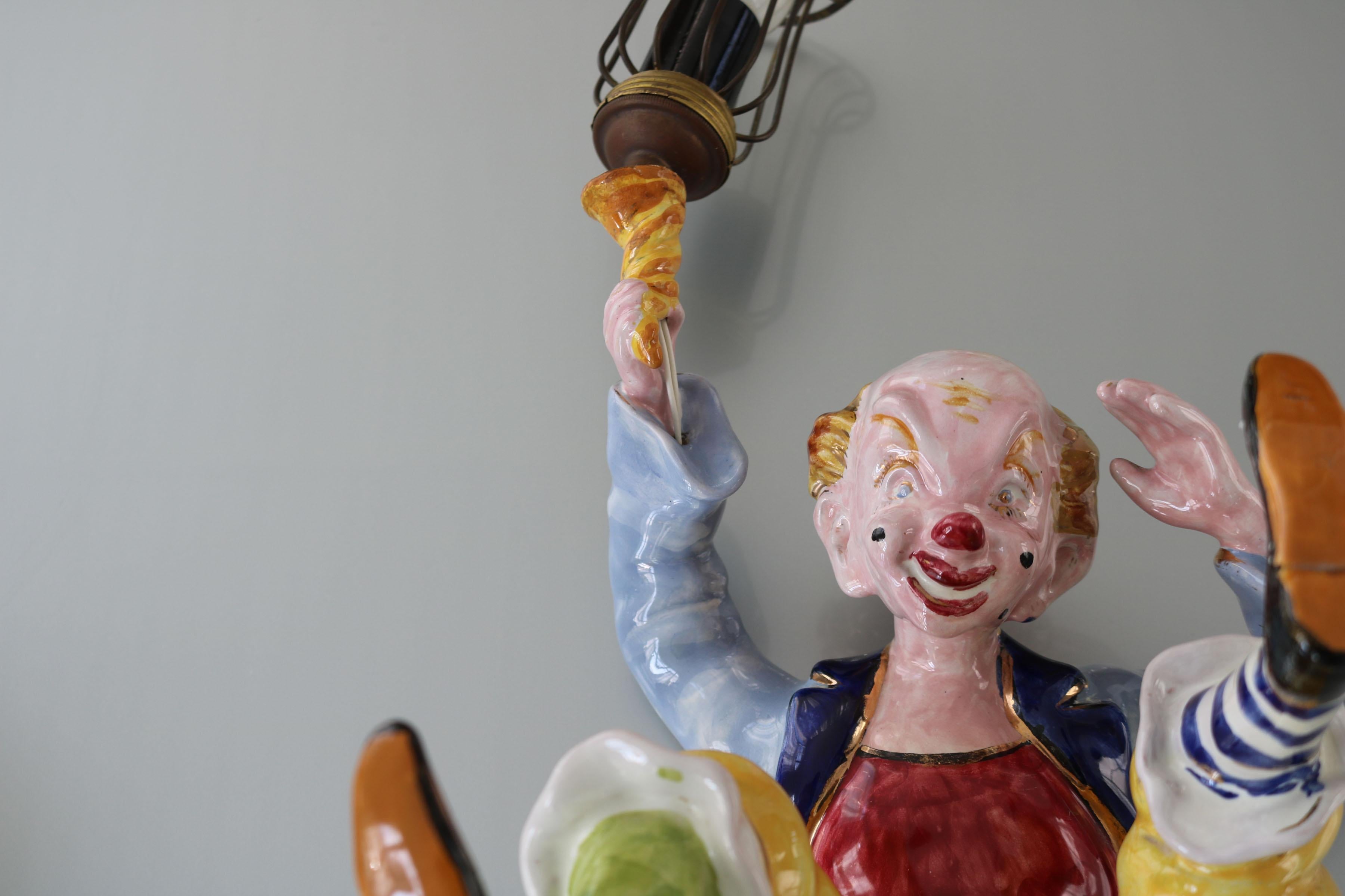 Set von drei handgefertigten „Clown“-Wandleuchtern aus Keramik aus Italien, 1950er Jahre im Angebot 9