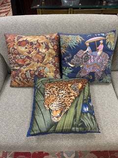 Set of Three Handmade Salvatore Ferragamo Vintage Throw Pillows