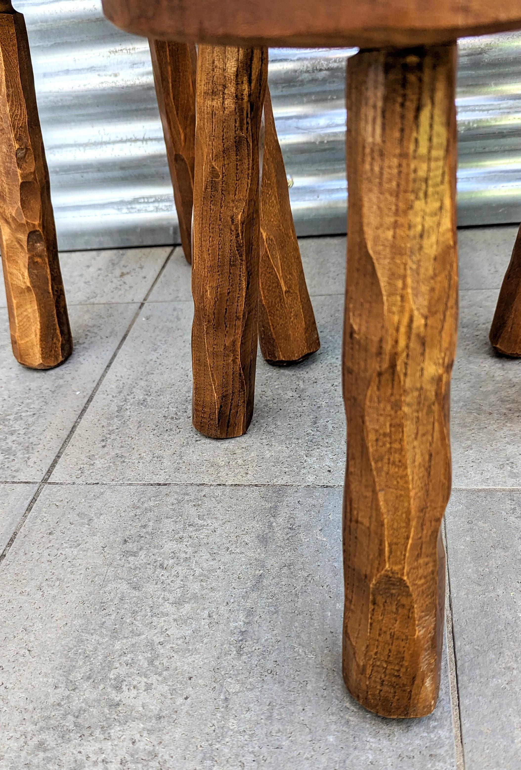 20th Century Set of Three Handmade Wooden Stool, France, 1960s