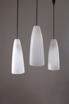 Set of three hanging lamps in Pelguso glass, 1950s