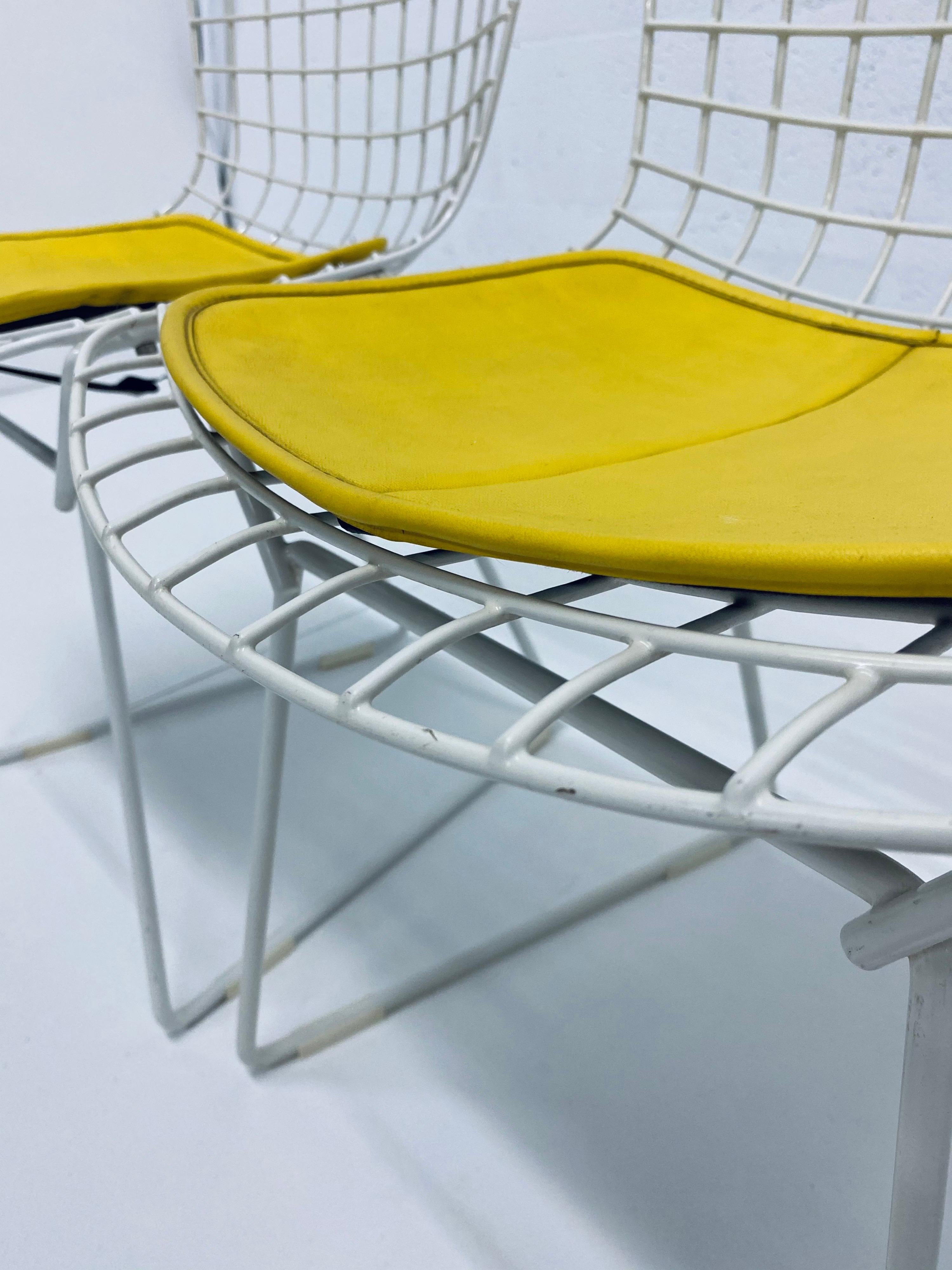 Set of Three Harry Bertoia Children's Wire Chairs with Yellow Seats for Knoll 3