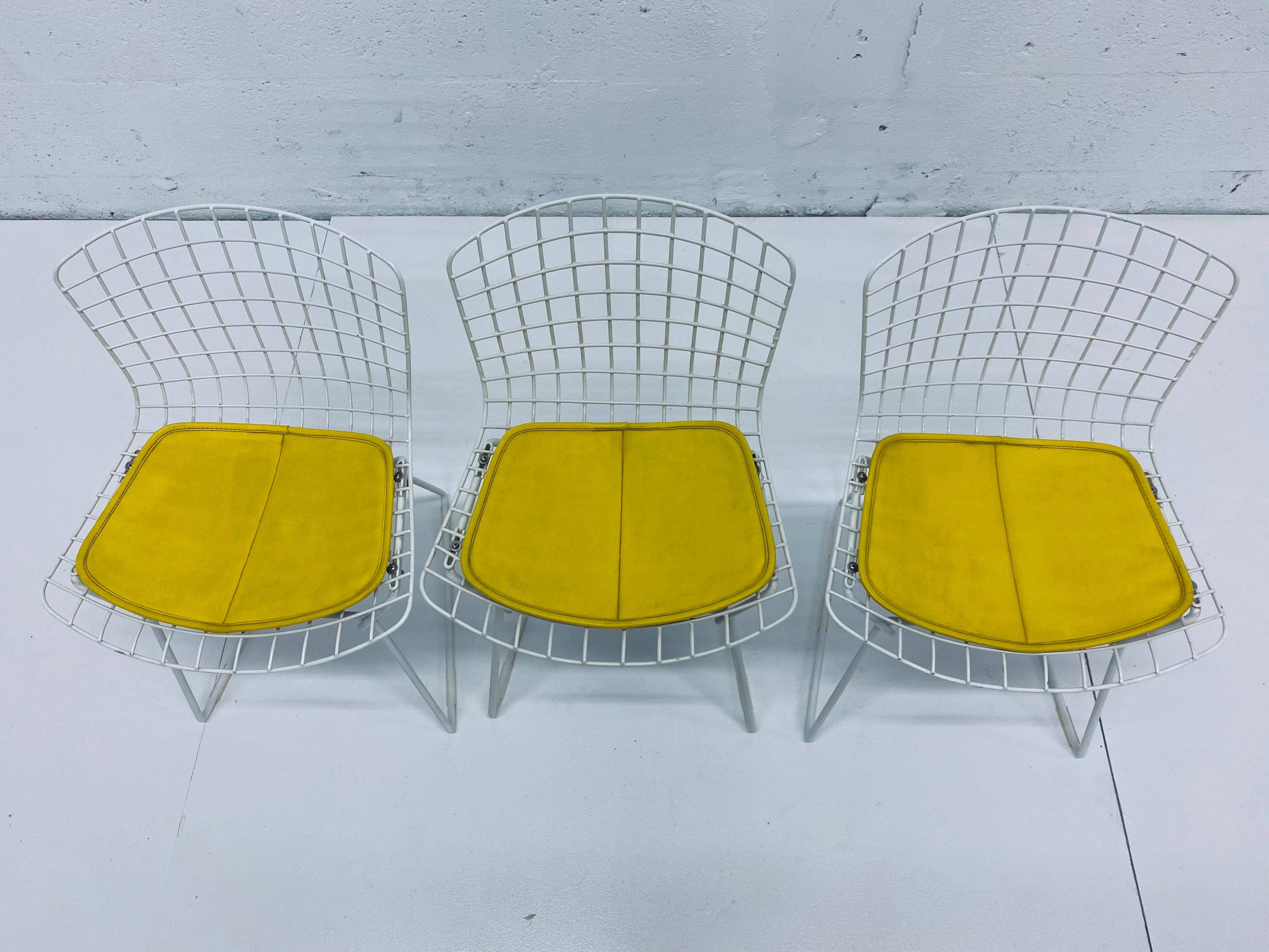 Set of Three Harry Bertoia Children's Wire Chairs with Yellow Seats for Knoll 4