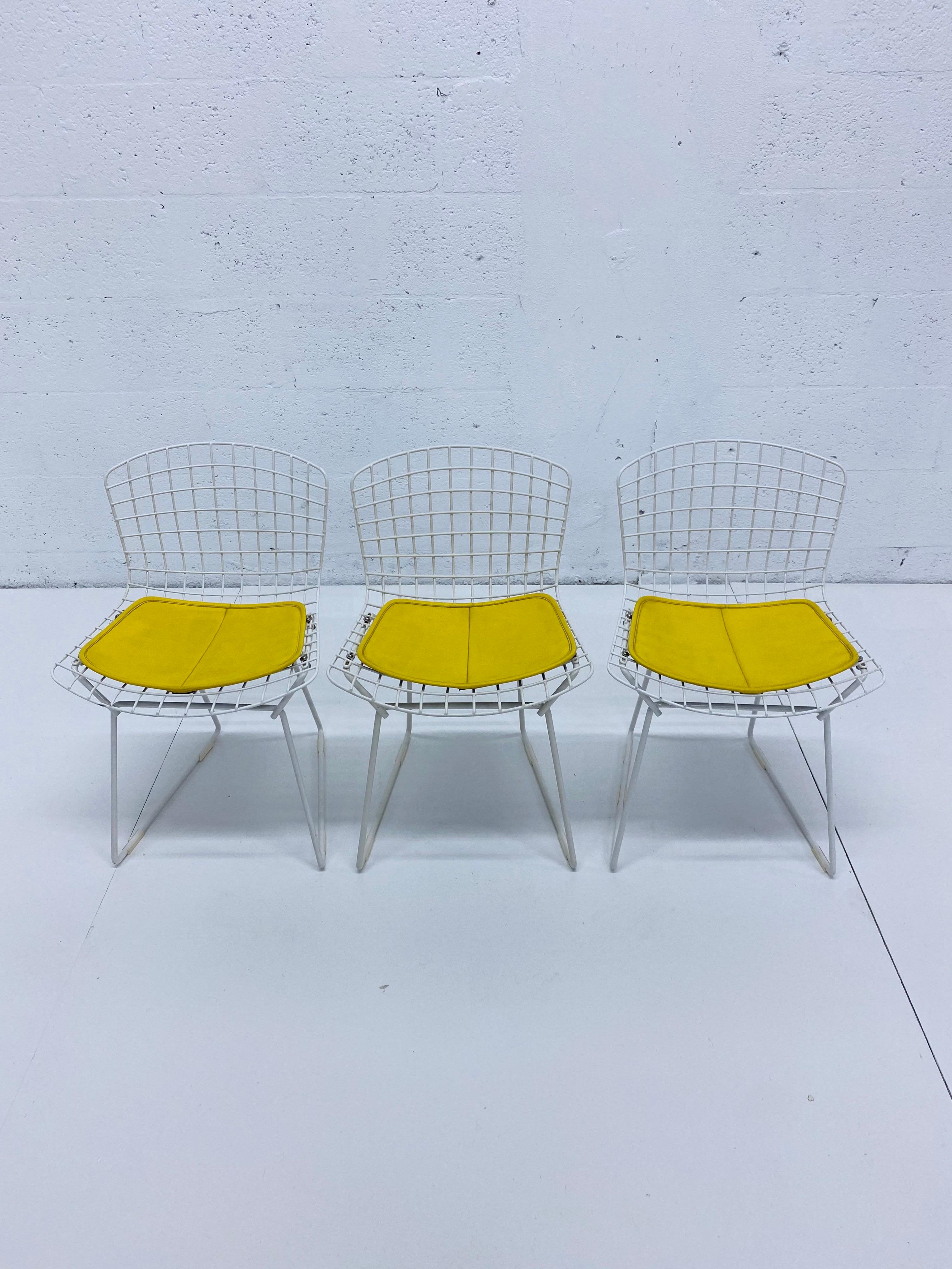 Set of Three Harry Bertoia Children's Wire Chairs with Yellow Seats for Knoll 5