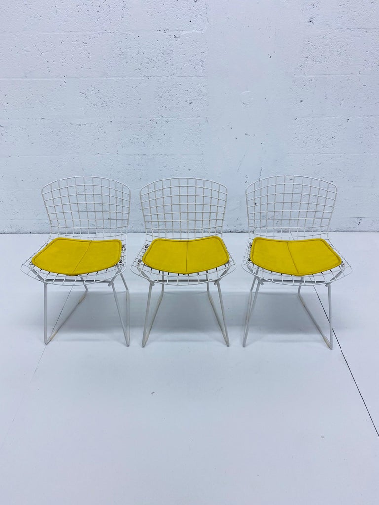 Set of Three Harry Bertoia Children's Wire Chairs with Yellow Seats for Knoll For Sale 5
