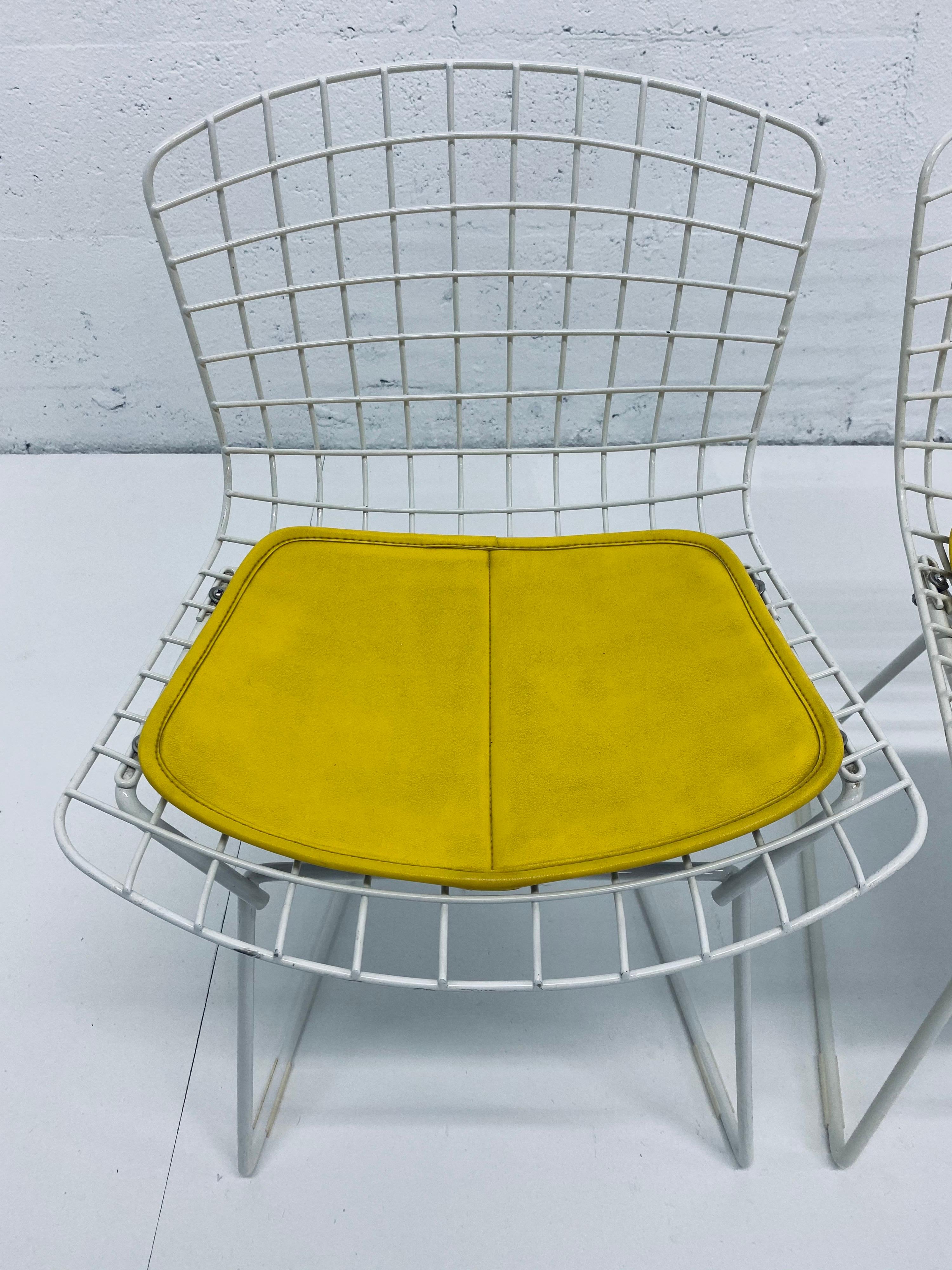 American Set of Three Harry Bertoia Children's Wire Chairs with Yellow Seats for Knoll