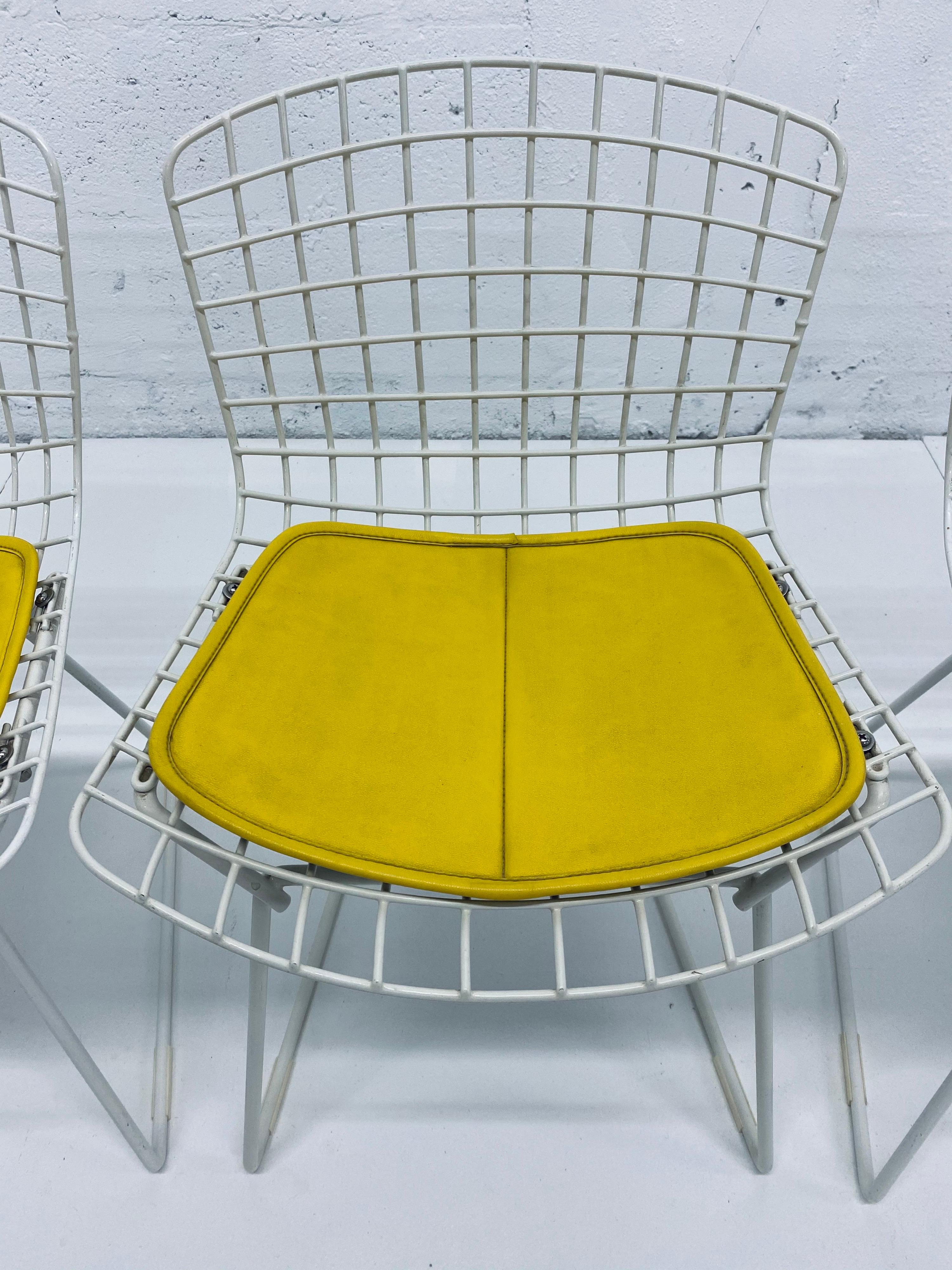 Set of Three Harry Bertoia Children's Wire Chairs with Yellow Seats for Knoll In Good Condition In Miami, FL