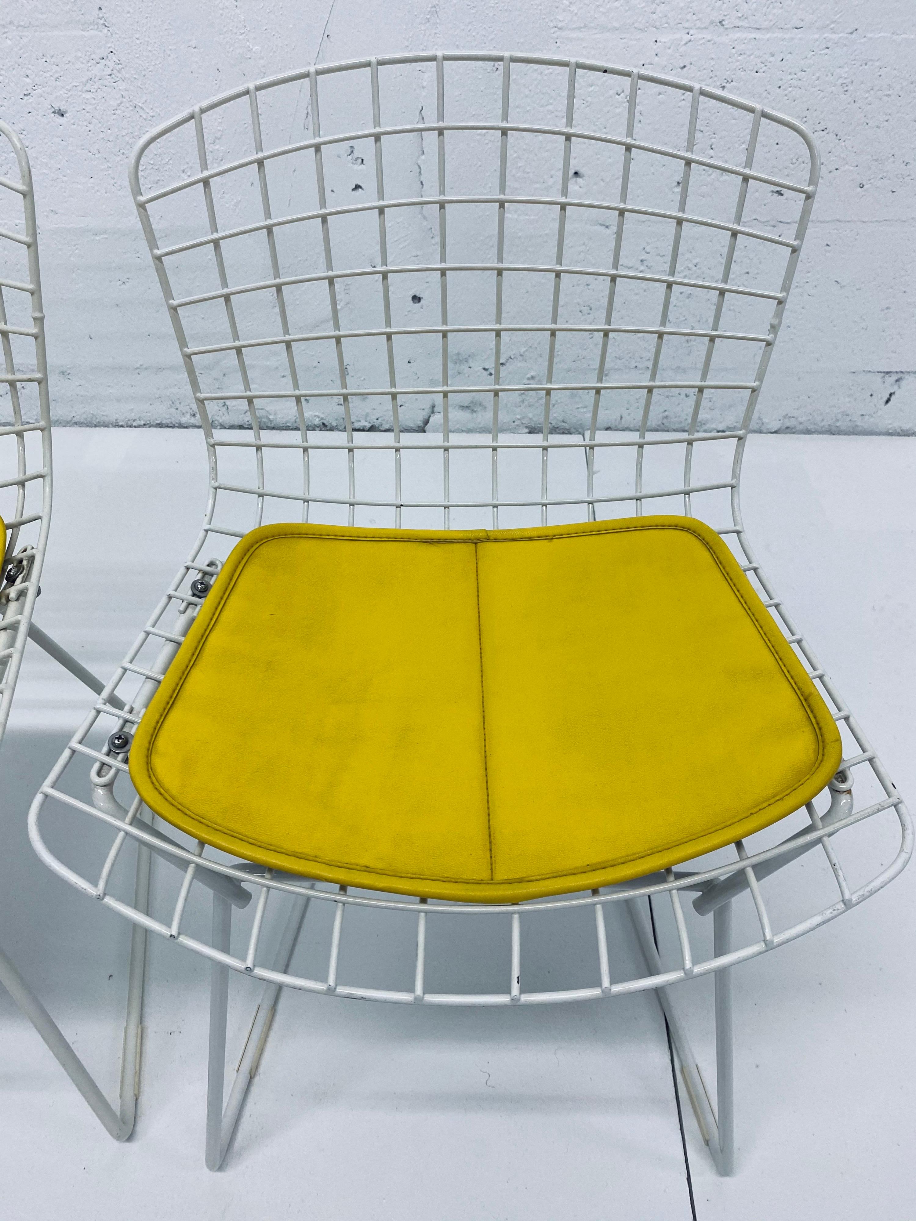 Mid-20th Century Set of Three Harry Bertoia Children's Wire Chairs with Yellow Seats for Knoll