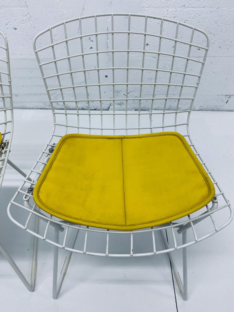Mid-20th Century Set of Three Harry Bertoia Children's Wire Chairs with Yellow Seats for Knoll For Sale