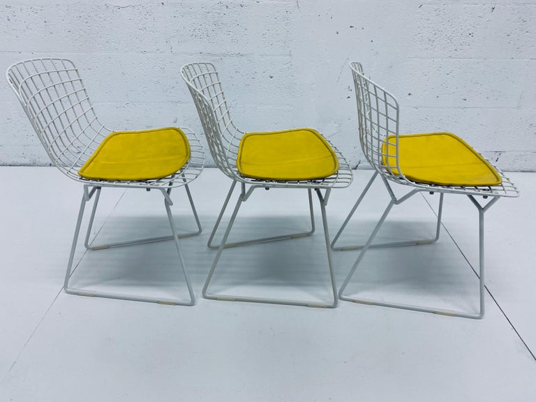 Steel Set of Three Harry Bertoia Children's Wire Chairs with Yellow Seats for Knoll For Sale