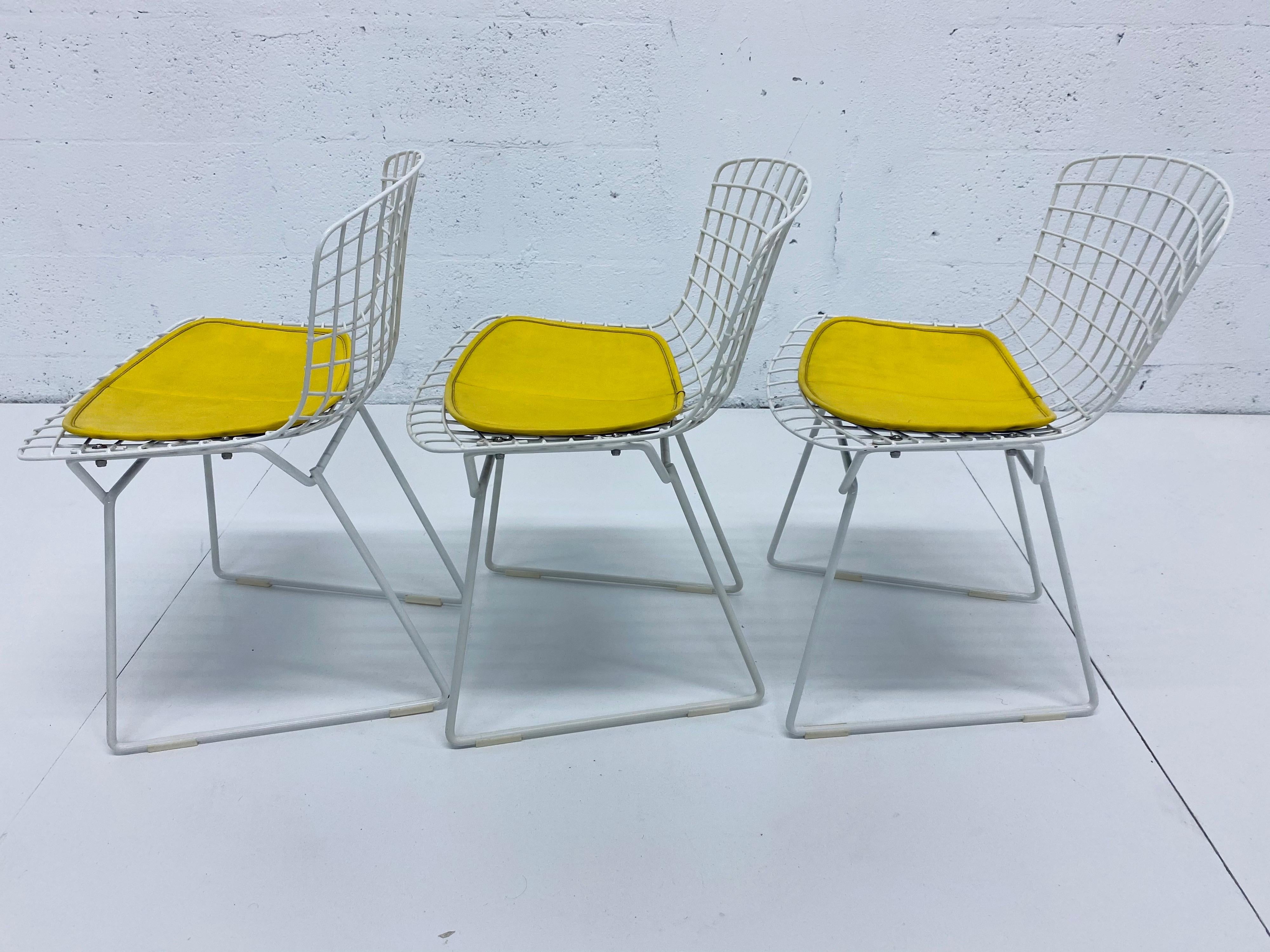 Set of Three Harry Bertoia Children's Wire Chairs with Yellow Seats for Knoll 1