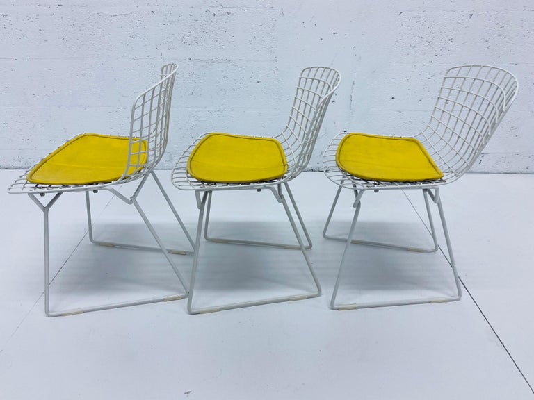 Set of Three Harry Bertoia Children's Wire Chairs with Yellow Seats for Knoll For Sale 1