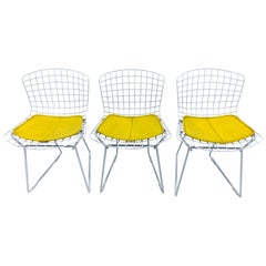 Set of Three Harry Bertoia Children's Wire Chairs with Yellow Seats for Knoll