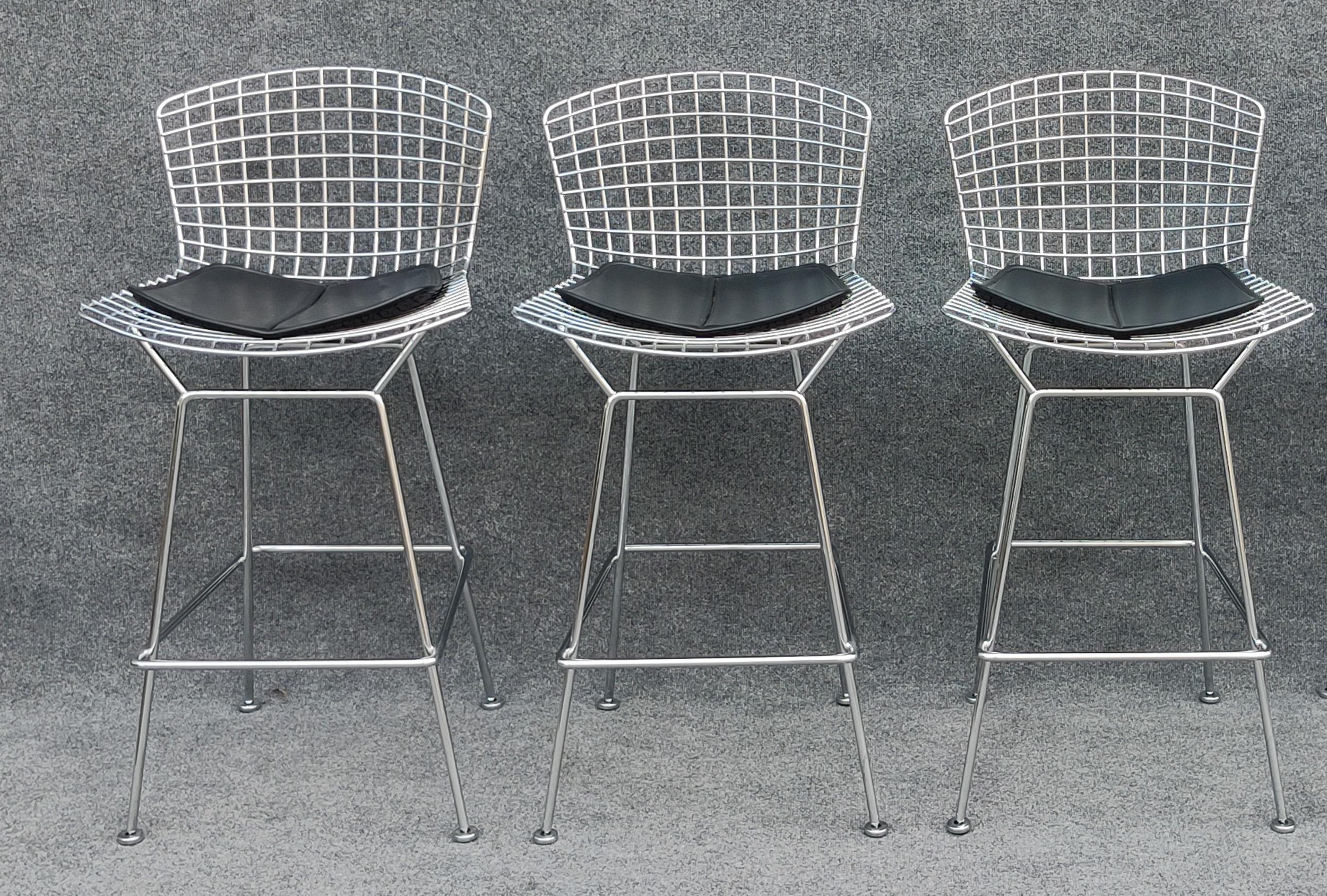 Deisgned in the early 1950s by genius up-and-coming designer Harry Bertoia, this chair stands today as part of an entire line produced by Knoll. Accompanied by Bertoia's Diamond chair, Bird chair, and many others, this iconic chair was described by