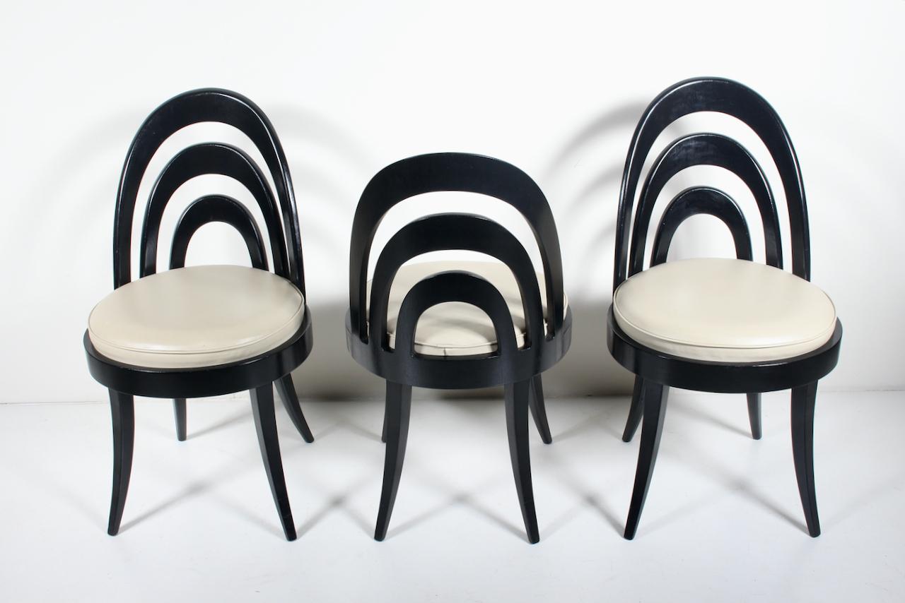 Set of Three Harvey Probber Black Camelback Dining Chairs, 1950s For Sale 8