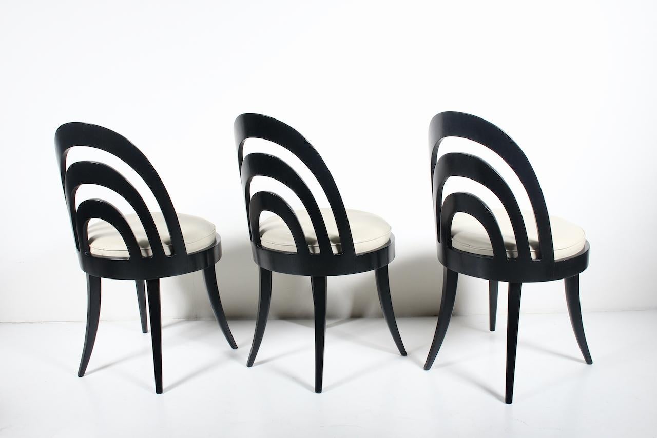 American Set of Three Harvey Probber Black Camelback Dining Chairs, 1950s For Sale