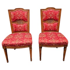 Set of Three Henrendon Folio One Fruitwood and Upholstered Side Chairs