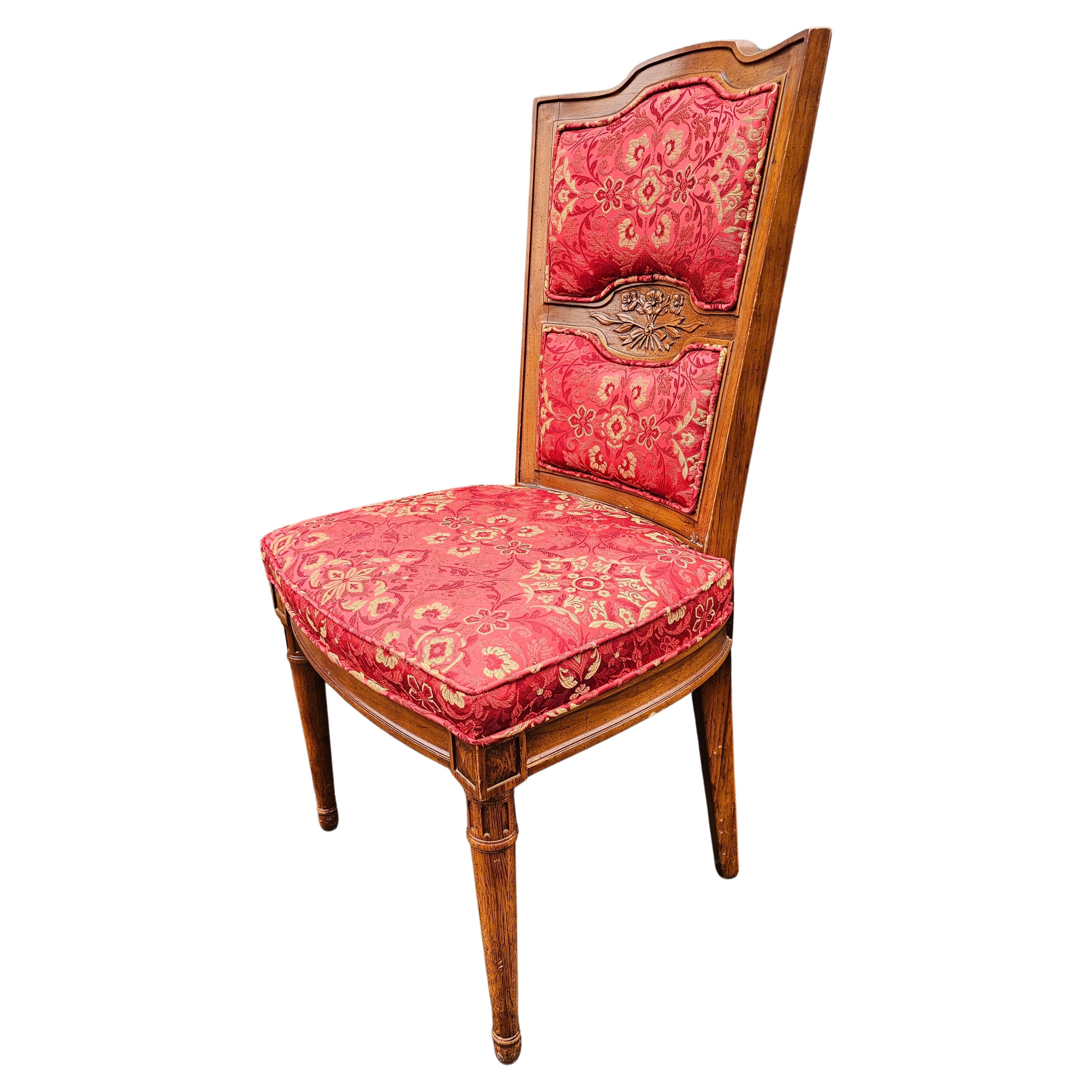 Upholstery Set of Three Henrendon Folio One Fruitwood and Upholstered Side Chairs For Sale