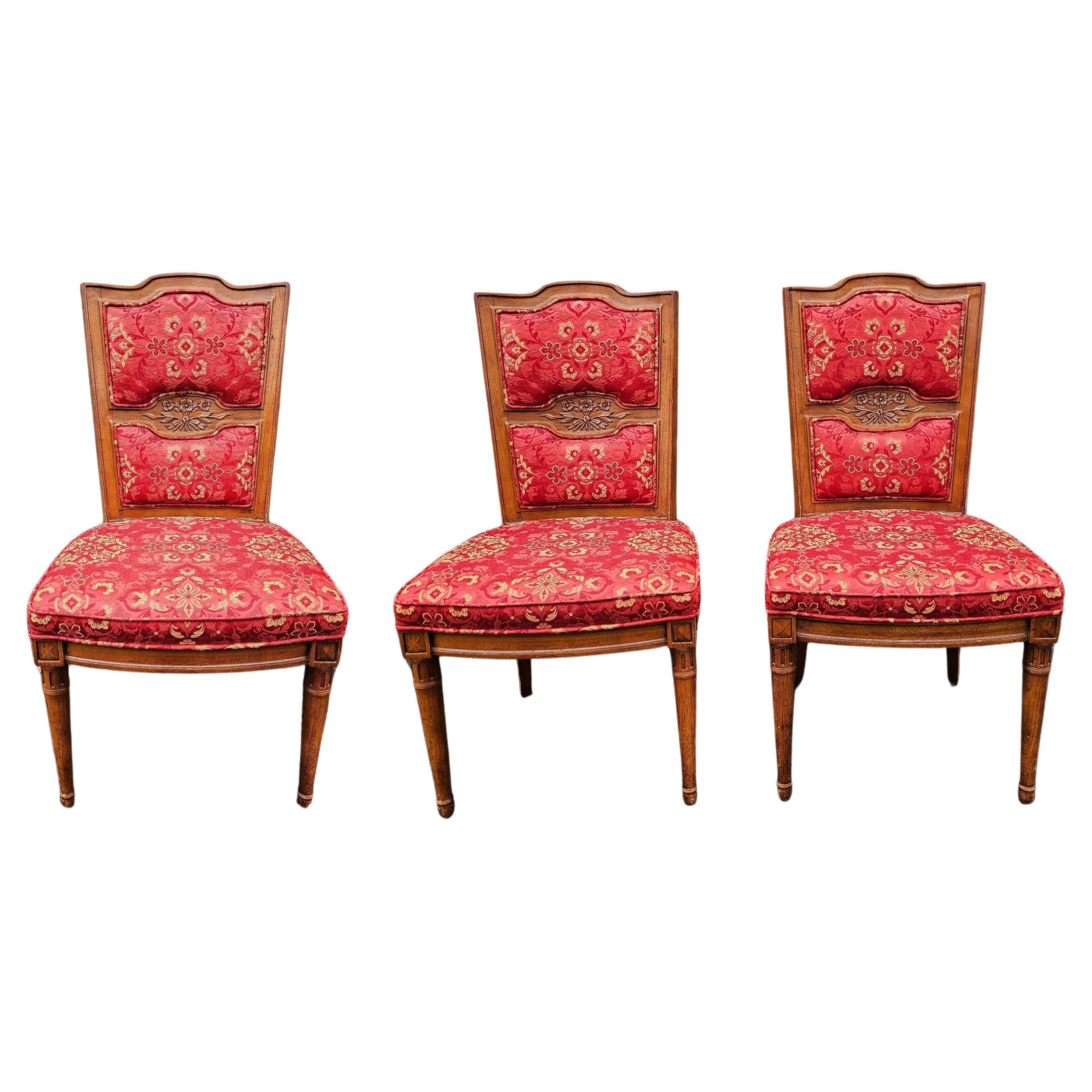 Set of Three Henrendon Folio One Fruitwood and Upholstered Side Chairs For Sale