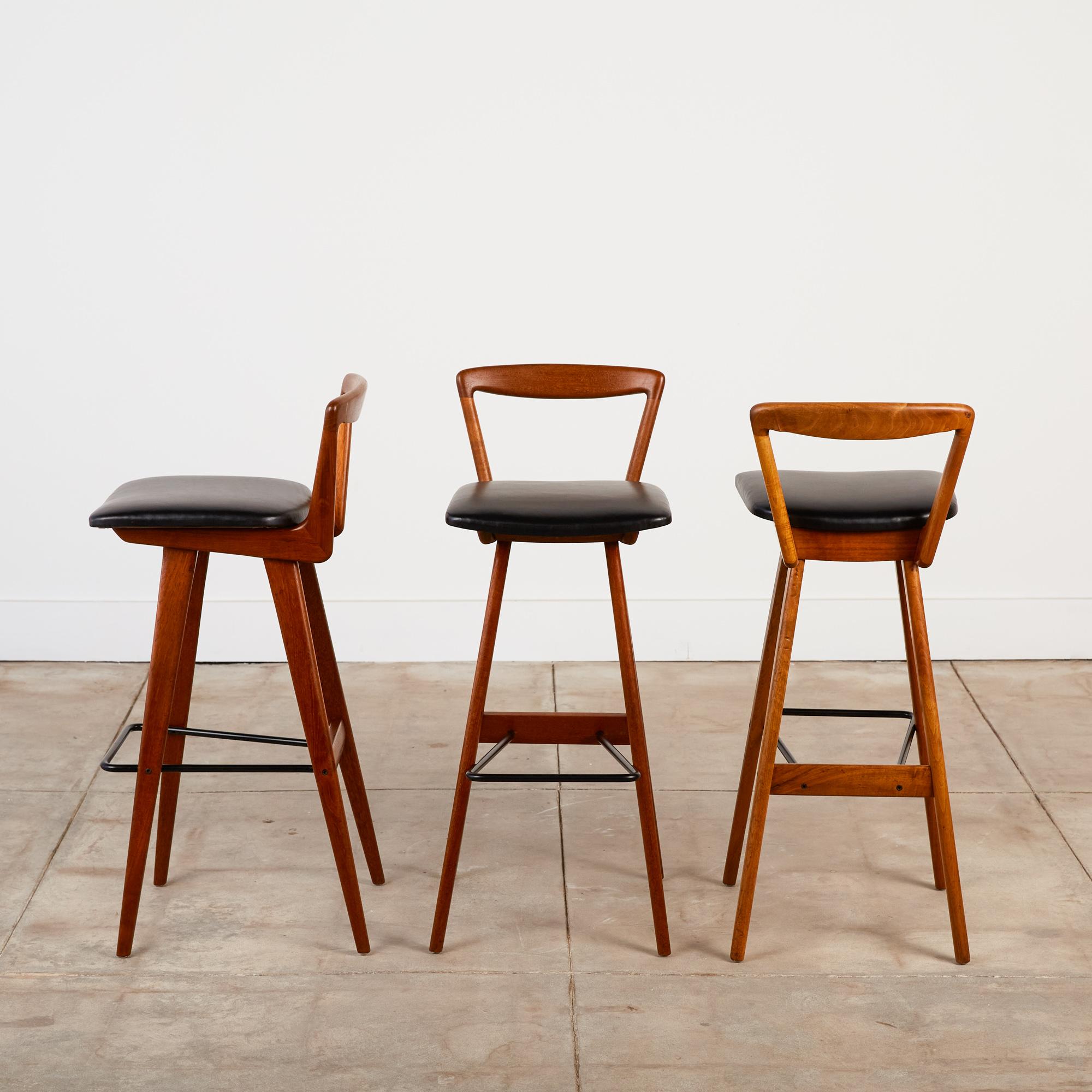 Set of Three Henry Rosengren Hansen Bar Stools In Excellent Condition In Los Angeles, CA