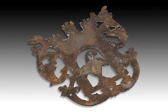 Set of Three Heraldic Plates, Bronze, 18th Century