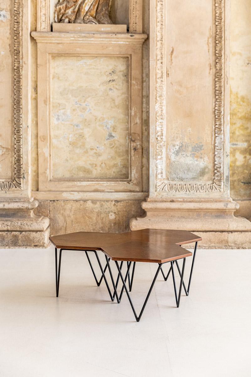 Mid-Century Modern Set of Three Hexagonal Coffe Table by Gio Ponti for ISA Bergamo