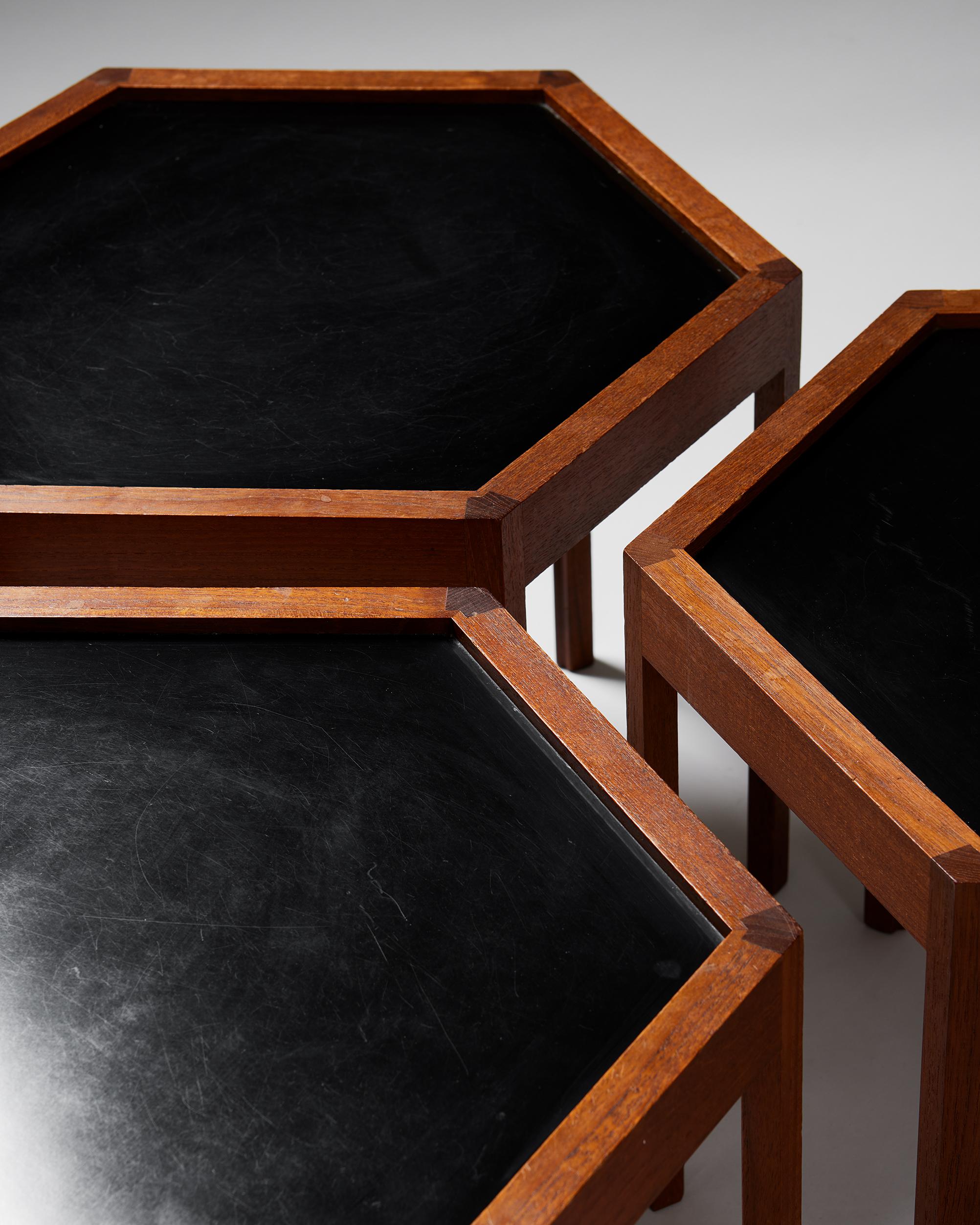 Set of Three Hexagonal Side Tables Designed by Hans C. Andersen, Denmark, 1960s 2